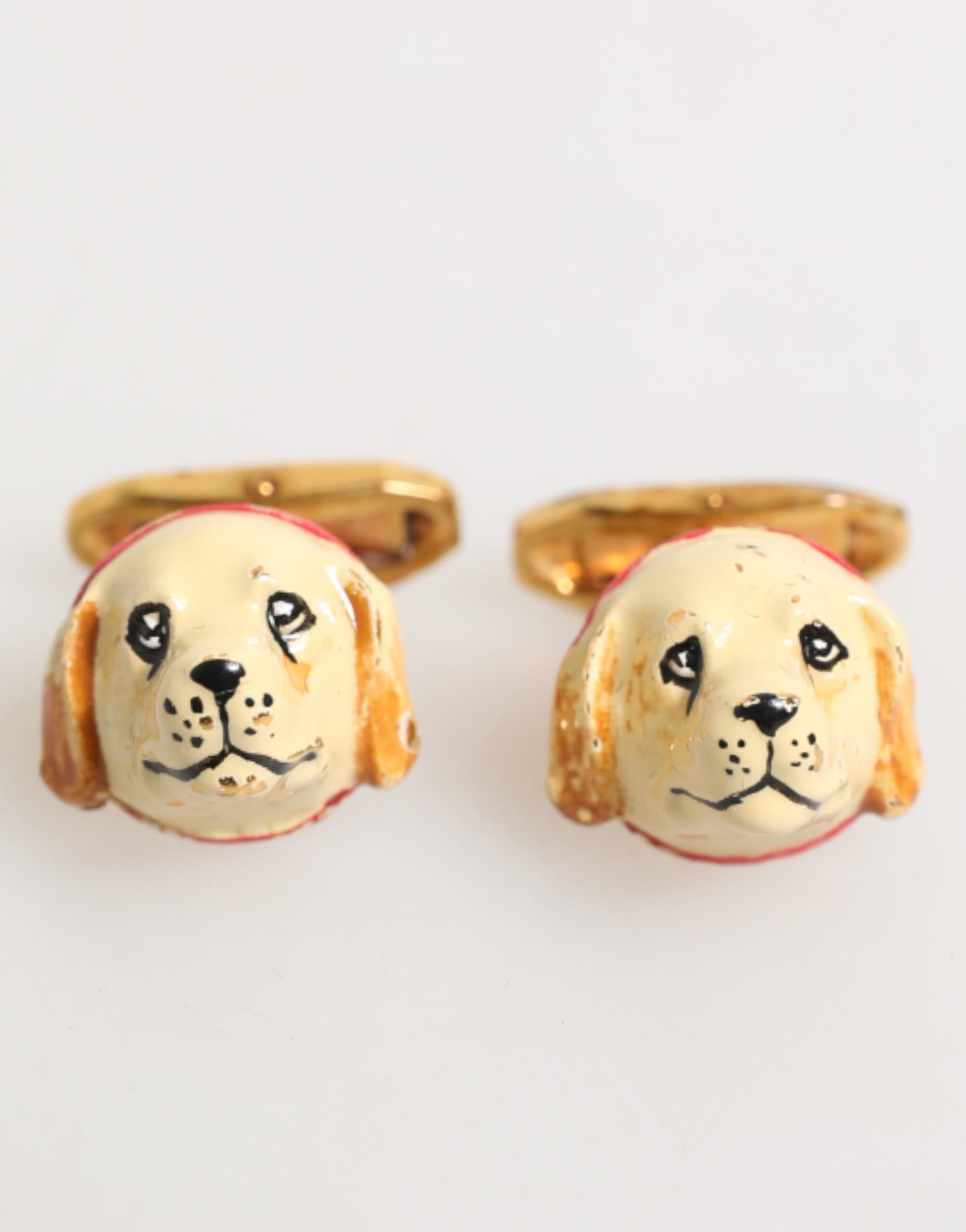 Dolce & Gabbana Brass Gold Tone Dog Puppy Men's Accessories Cufflink Curated Luxury Accessories by Orvyn
