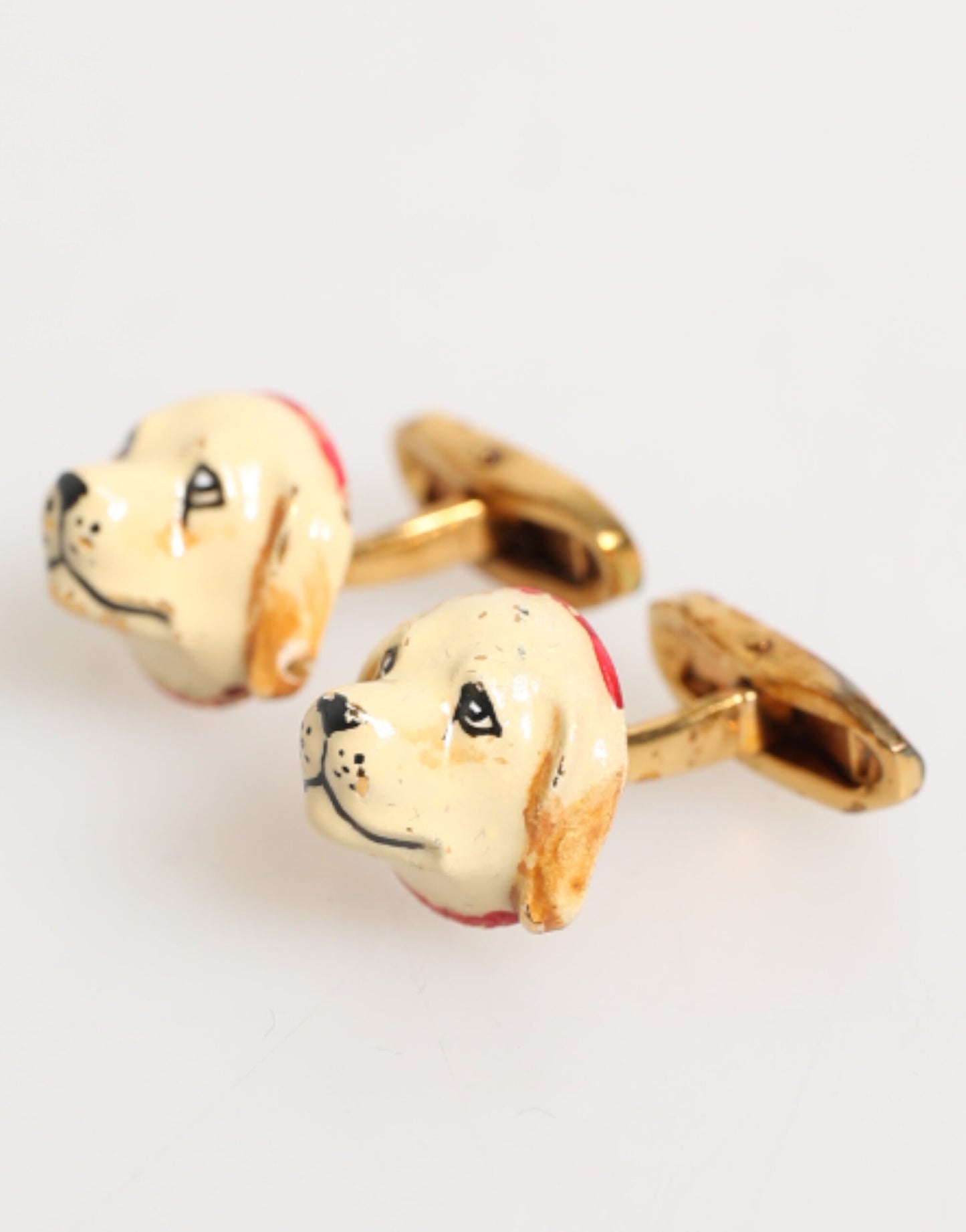 Dolce & Gabbana Brass Gold Tone Dog Puppy Men's Accessories Cufflink Curated Luxury Accessories by Orvyn