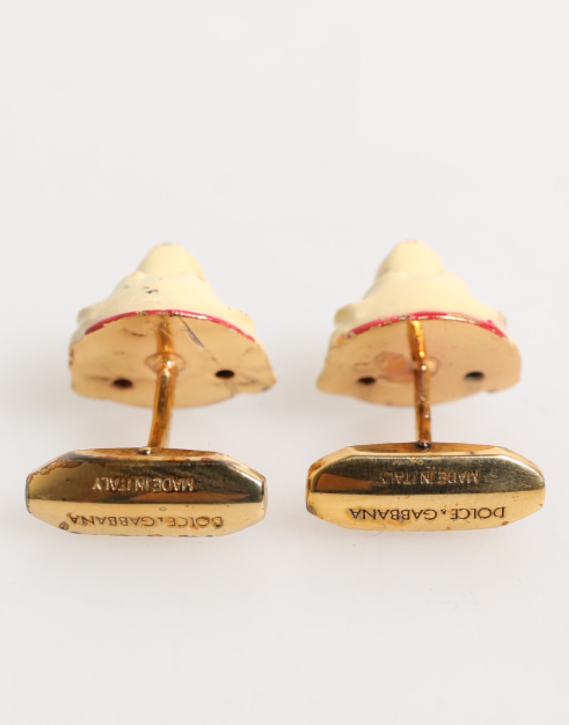 Dolce & Gabbana Brass Gold Tone Dog Puppy Men's Accessories Cufflink Curated Luxury Accessories by Orvyn