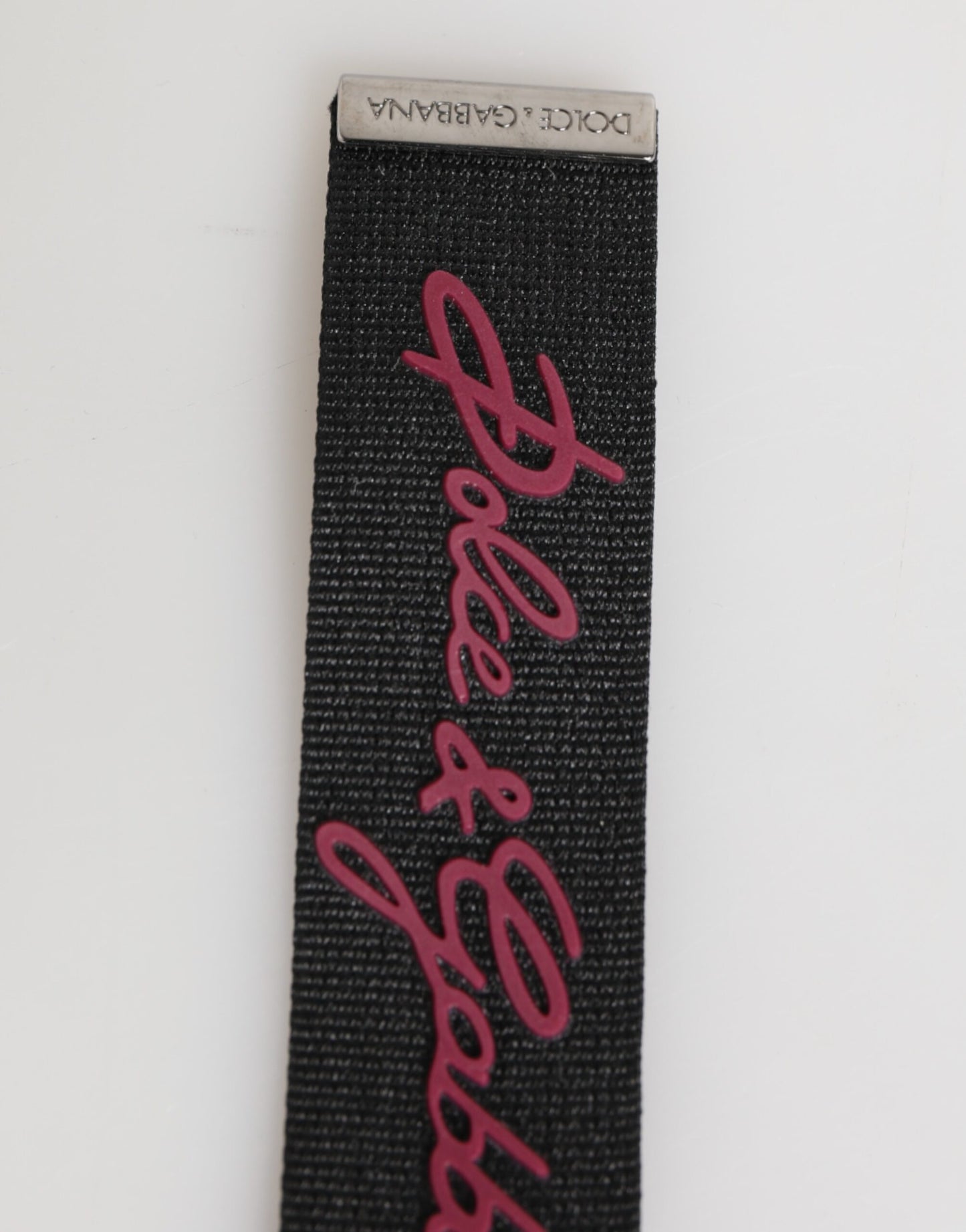 Dolce & Gabbana Black Burgundy Polyester DG Logo Men Keychain Keyring schwarz