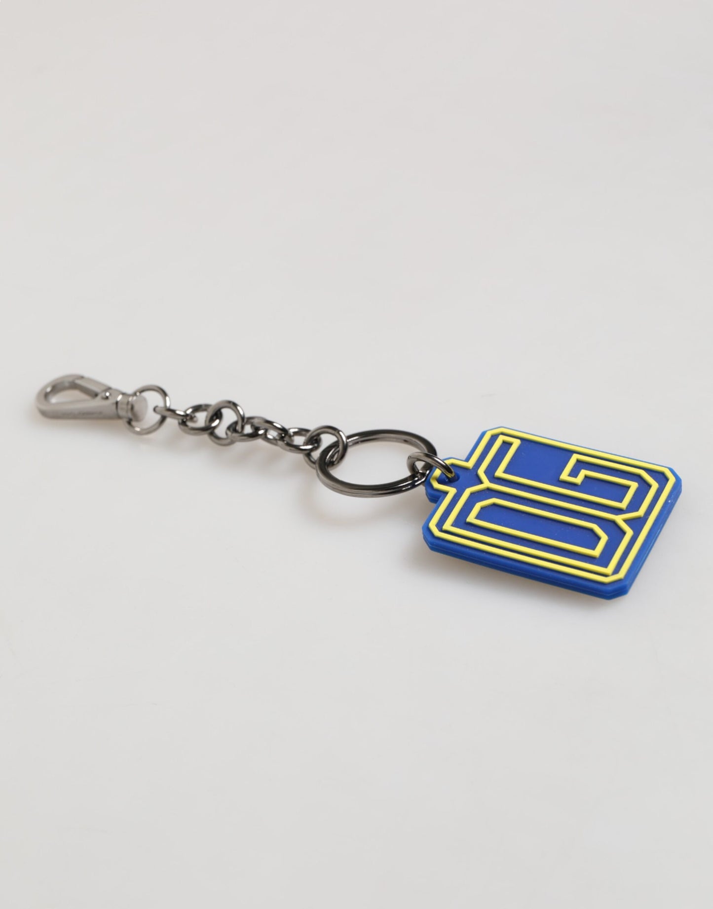 Dolce & Gabbana Blue Yellow DG Rubber Logo Silver Men Keychain Keyring gelb