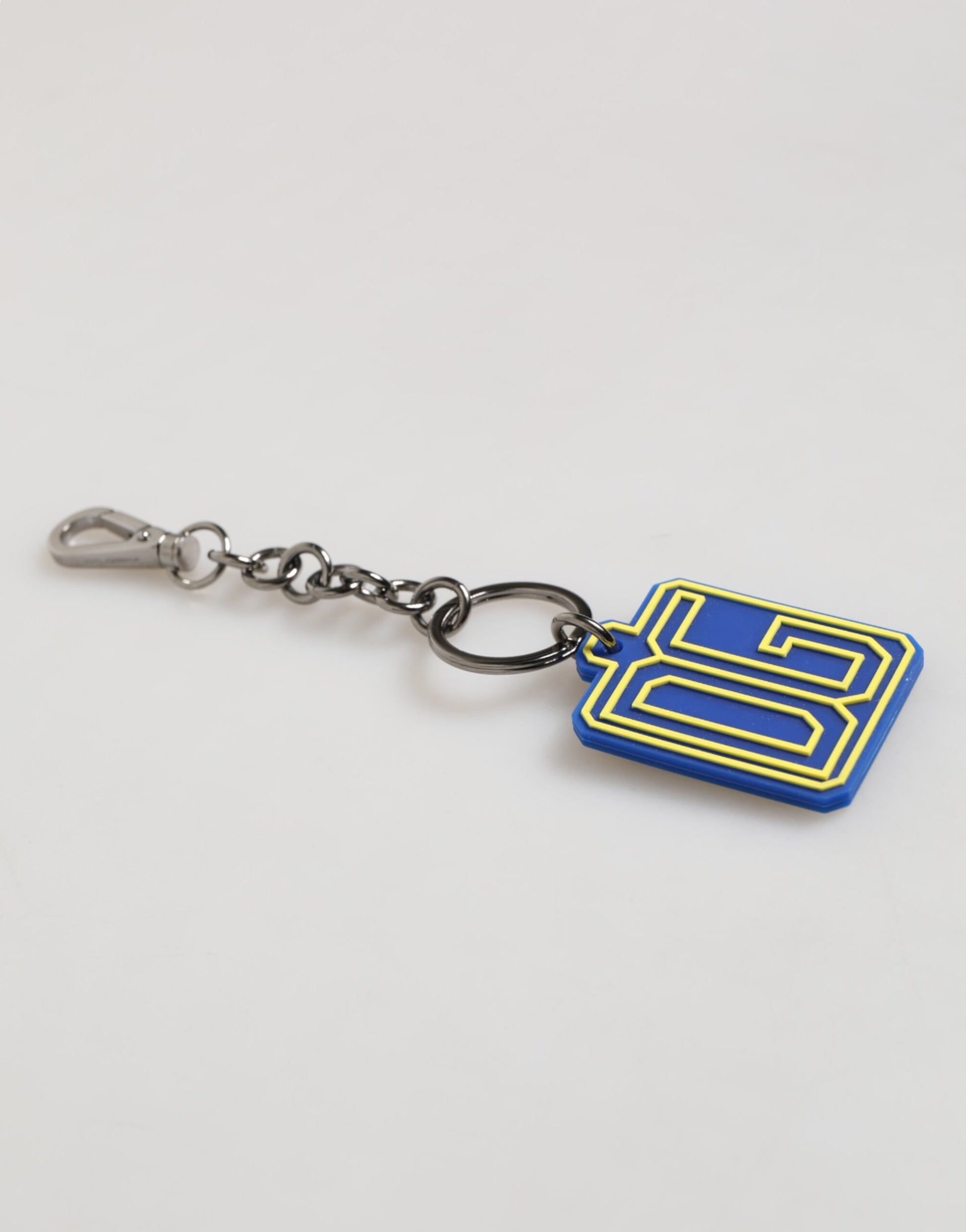 Dolce & Gabbana Blue Yellow DG Rubber Logo Silver Men Keychain Keyring gelb