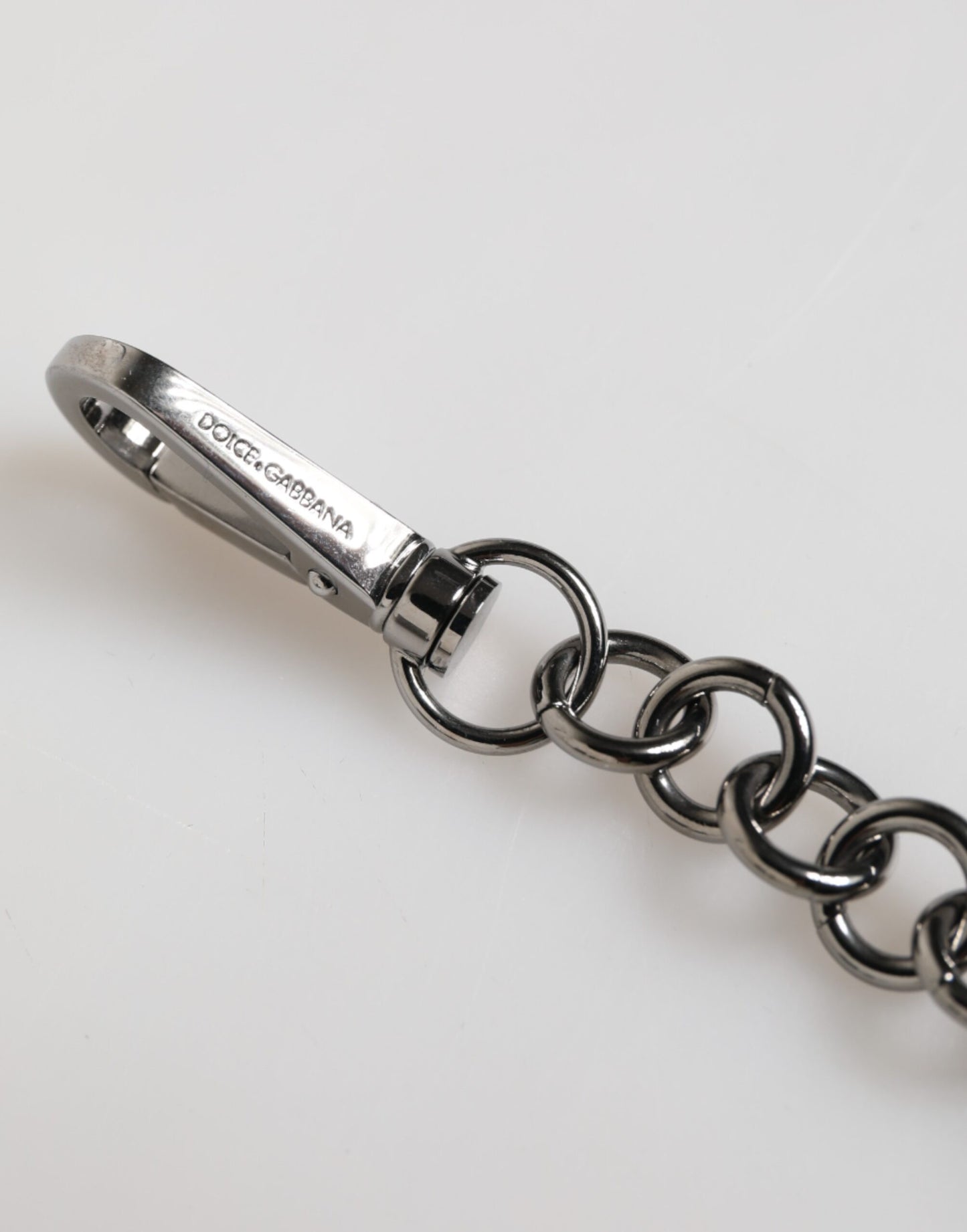 Dolce & Gabbana Blue Yellow DG Rubber Logo Silver Men Keychain Keyring gelb