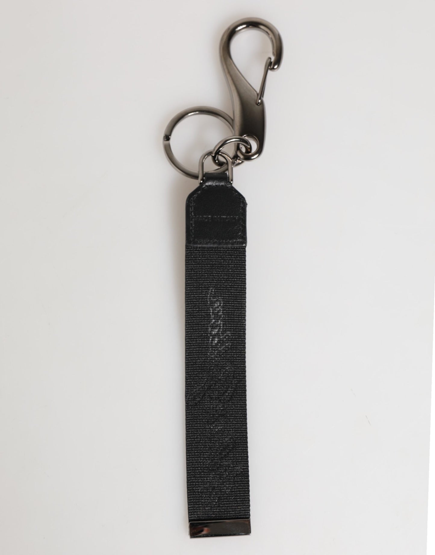 Dolce & Gabbana Black White Polyester DG Logo Silver Men Keychain Keyring schwarz