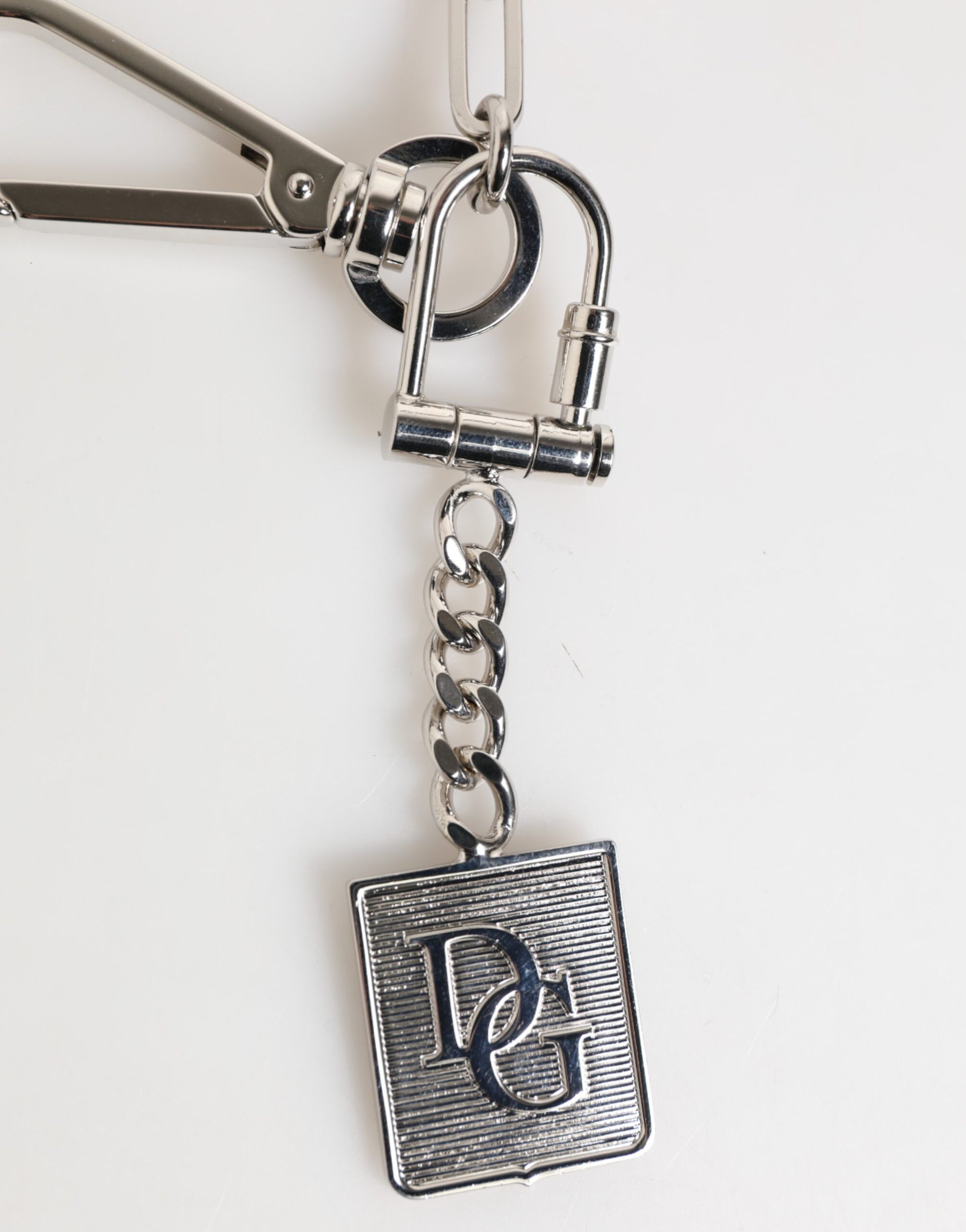 Dolce & Gabbana Silver Tone Metal Chain DG Logo Pendant Men Necklace Curated Luxury Accessories by Orvyn