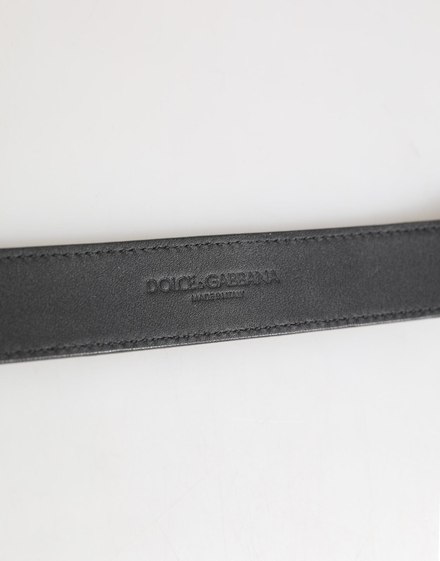 Dolce & Gabbana Silver Textured Leather Gold Tone Metal Neckband Curated Luxury Accessories by Orvyn