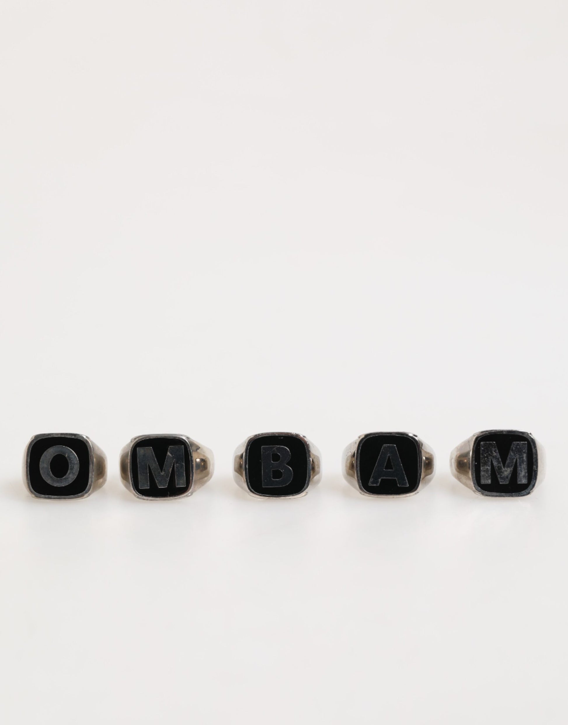 Dolce & Gabbana Silver Tone Brass Lettering Set 5 Pieces Adjustable Ring Curated Luxury Accessories by Orvyn