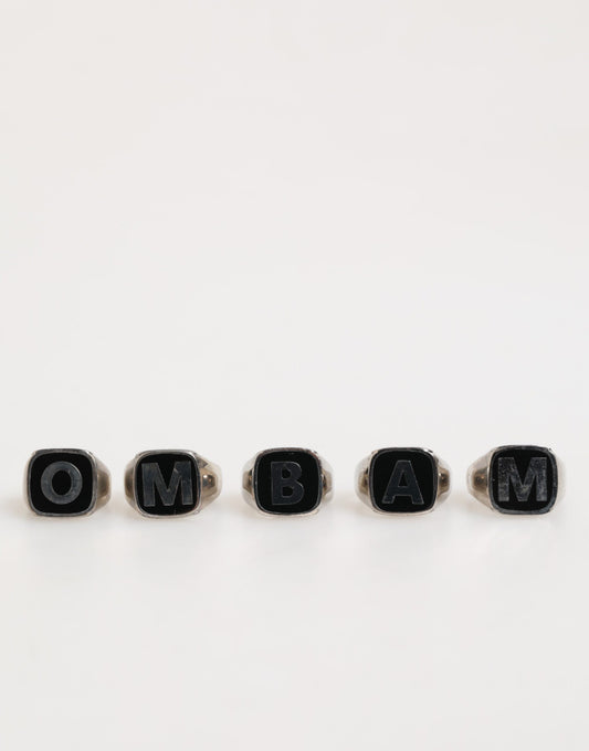 Dolce & Gabbana Silver Tone Brass Lettering Set 5 Pieces Adjustable Ring Curated Luxury Accessories by Orvyn