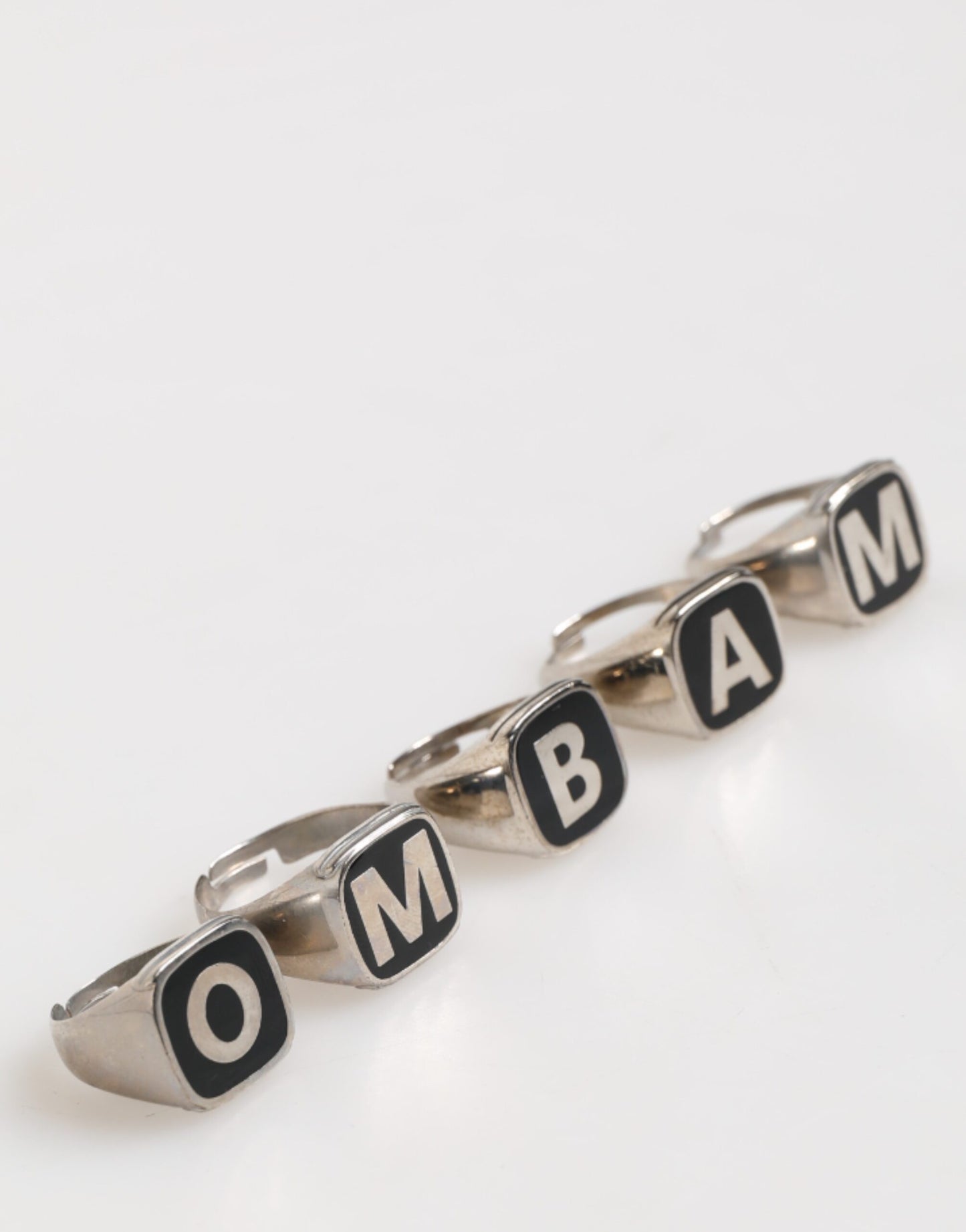 Dolce & Gabbana Silver Tone Brass Lettering Set 5 Pieces Adjustable Ring Curated Luxury Accessories by Orvyn