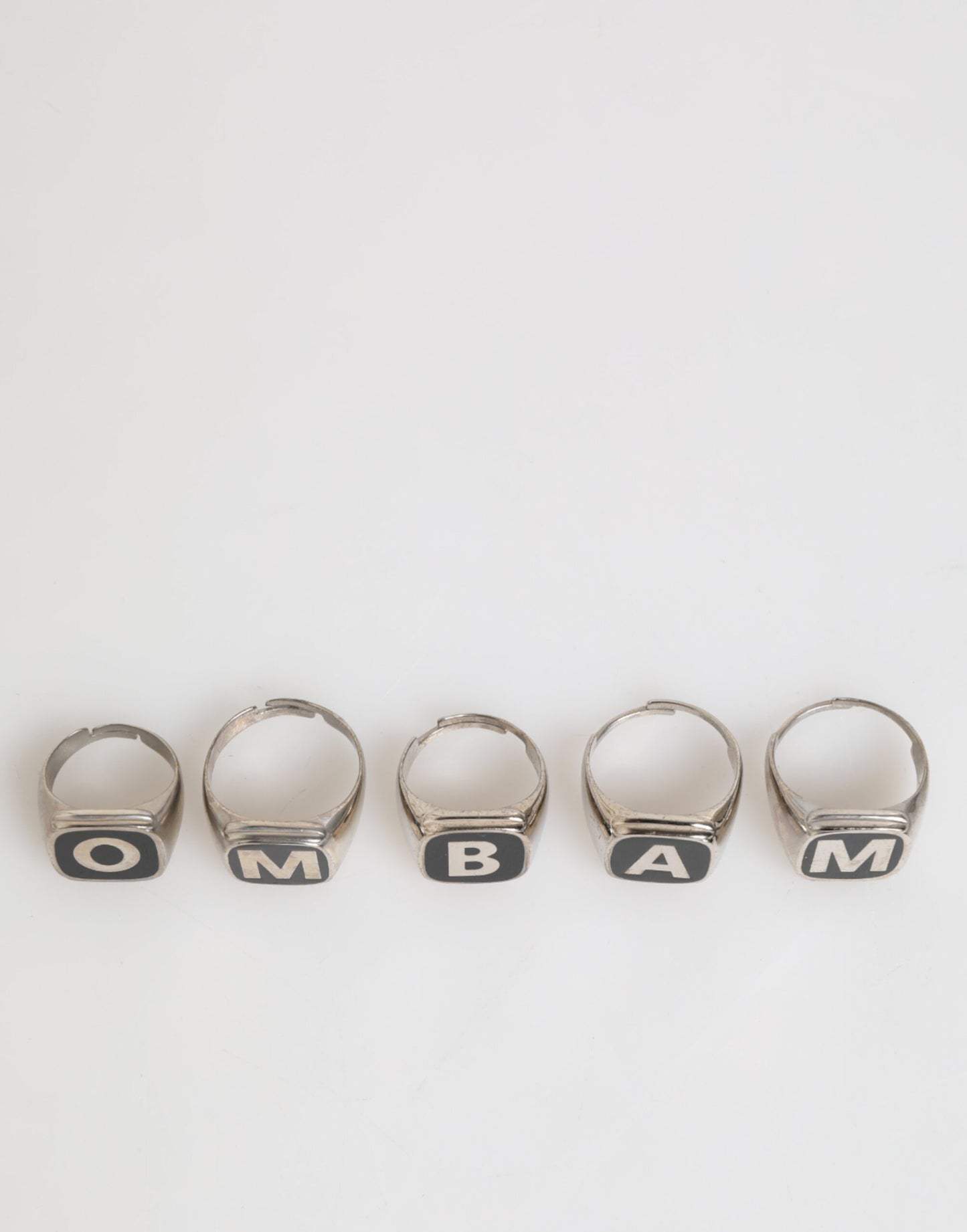 Dolce & Gabbana Silver Tone Brass Lettering Set 5 Pieces Adjustable Ring Curated Luxury Accessories by Orvyn