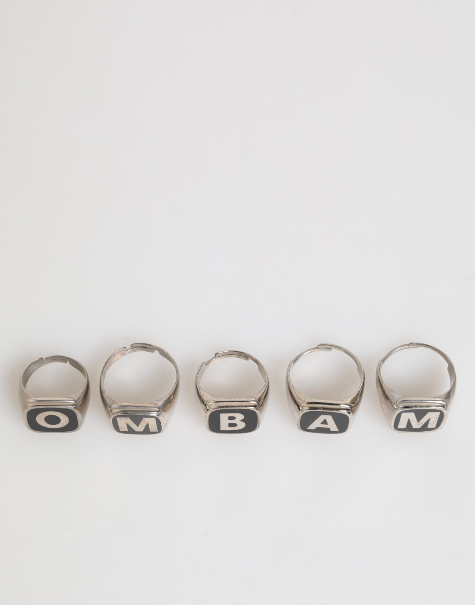 Dolce & Gabbana Silver Tone Brass Lettering Set 5 Pieces Adjustable Ring Curated Luxury Accessories by Orvyn