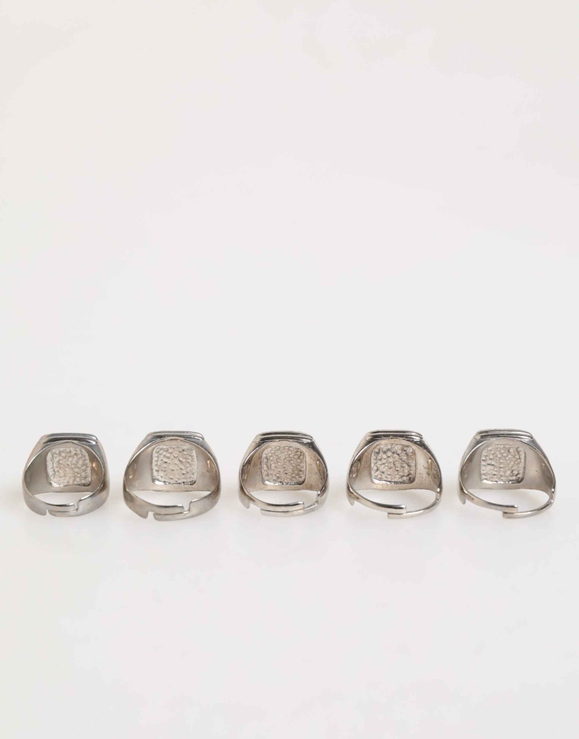 Dolce & Gabbana Silver Tone Brass Lettering Set 5 Pieces Adjustable Ring Curated Luxury Accessories by Orvyn