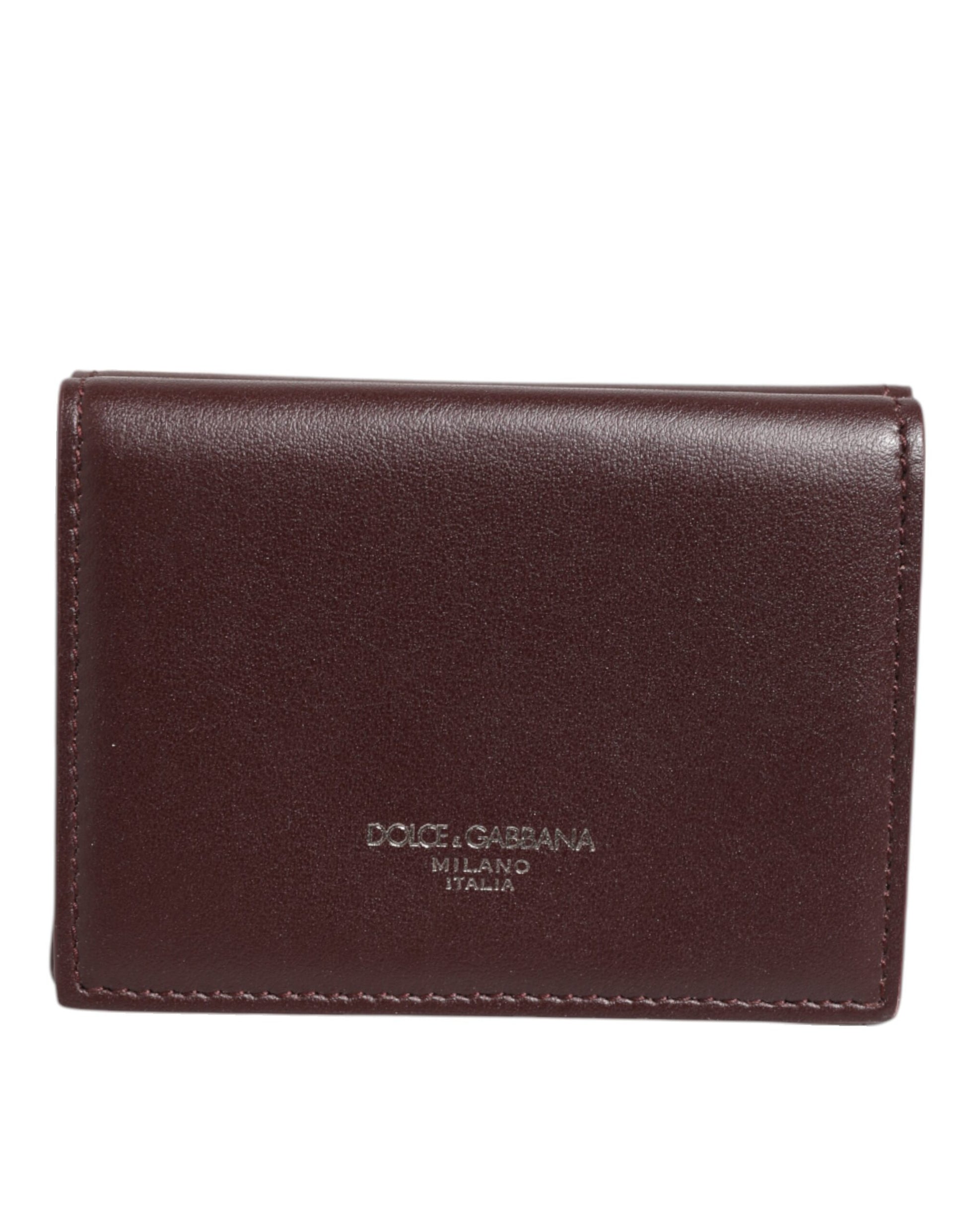 Dolce & Gabbana Leather Embossed Logo Trifold Men Card Holder Dark Brown Curated Luxury Accessories by Orvyn