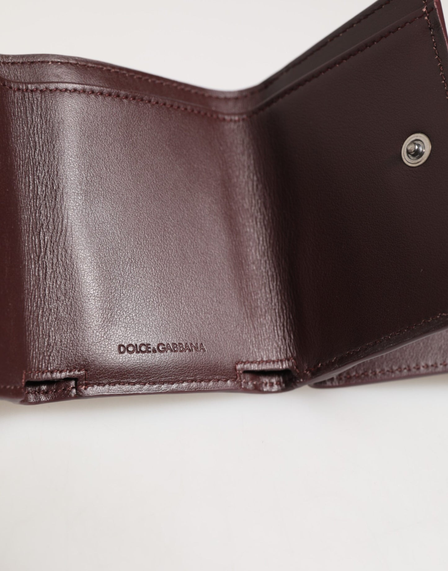 Dolce & Gabbana Leather Embossed Logo Trifold Men Card Holder Dark Brown Curated Luxury Accessories by Orvyn