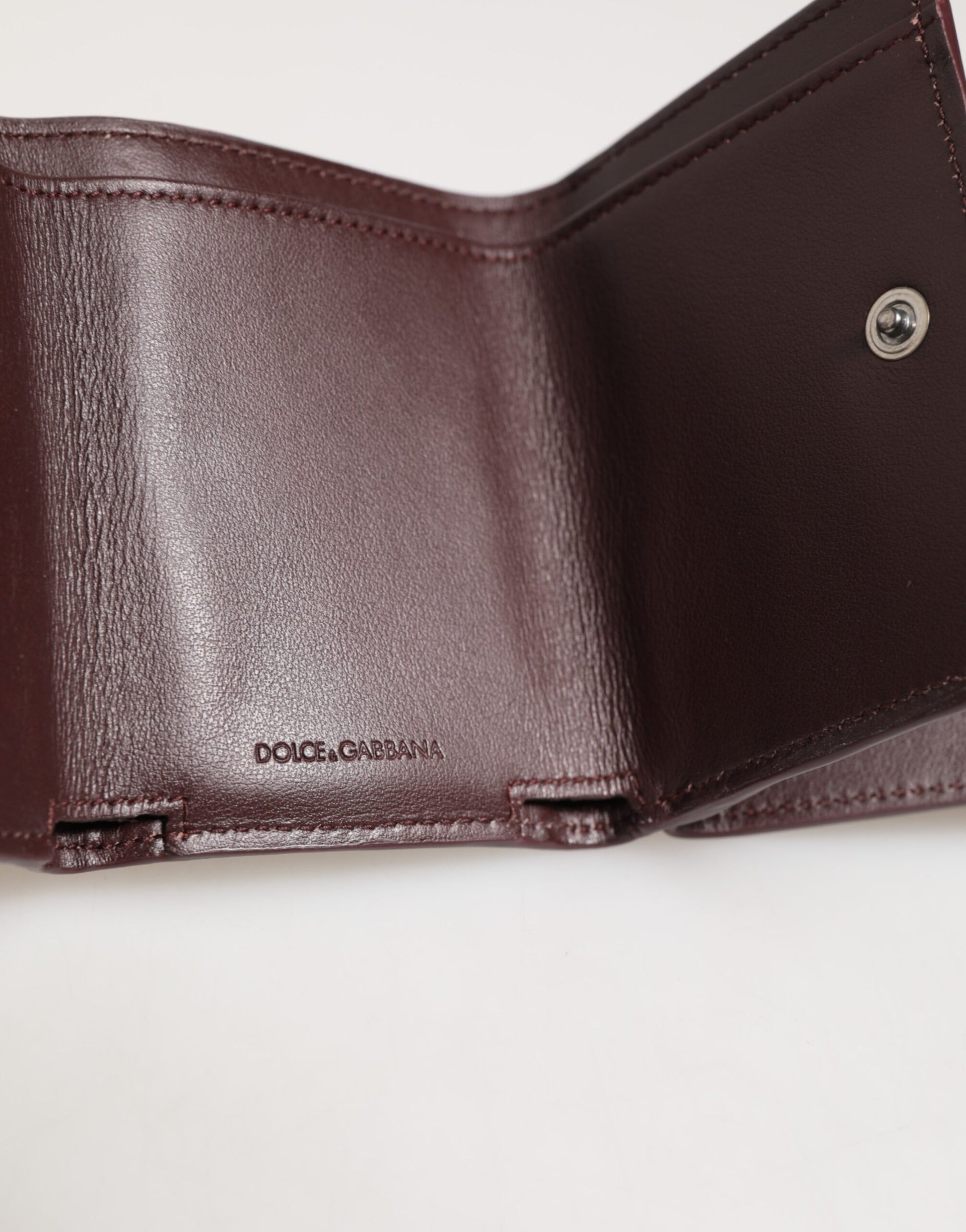 Dolce & Gabbana Leather Embossed Logo Trifold Men Card Holder Dark Brown Curated Luxury Accessories by Orvyn