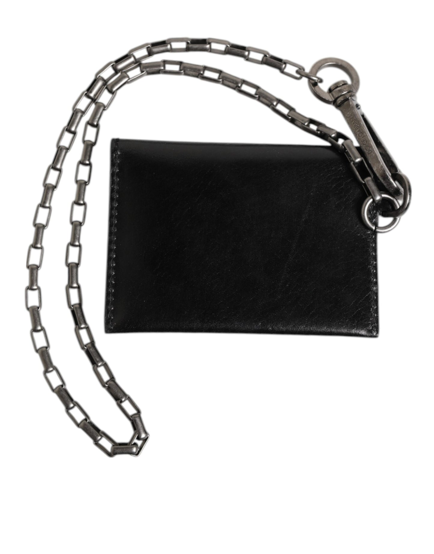Dolce & Gabbana Black Cavallo Leather Wallet Chain Snap Bifold Card Holder Curated Luxury Accessories by Orvyn