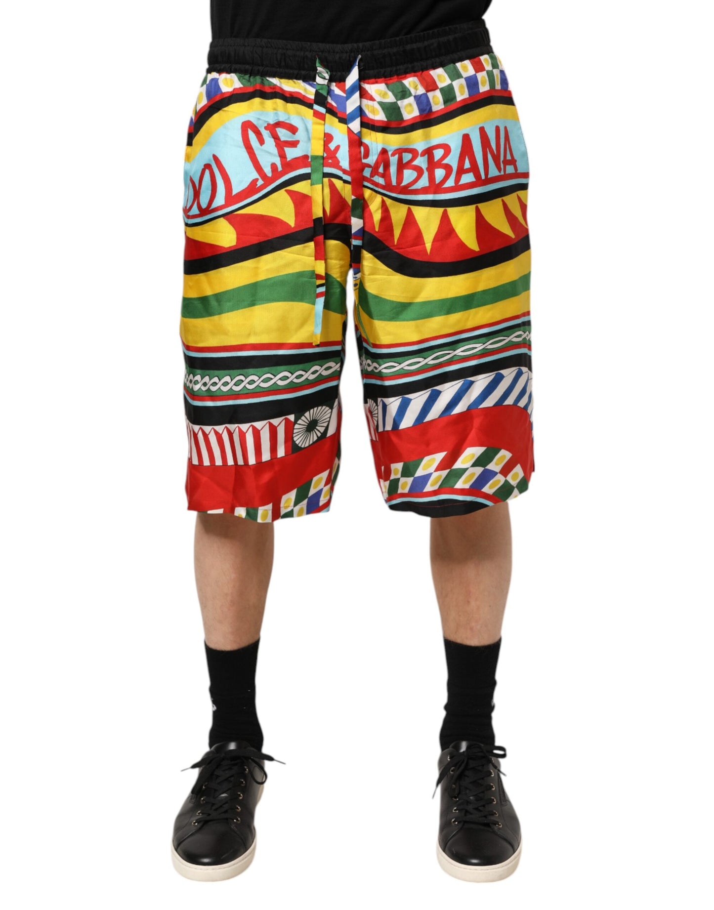 Dolce & Gabbana Multicolor Sicilian Carretto Shorts Swimwear Curated Luxury Accessories by Orvyn