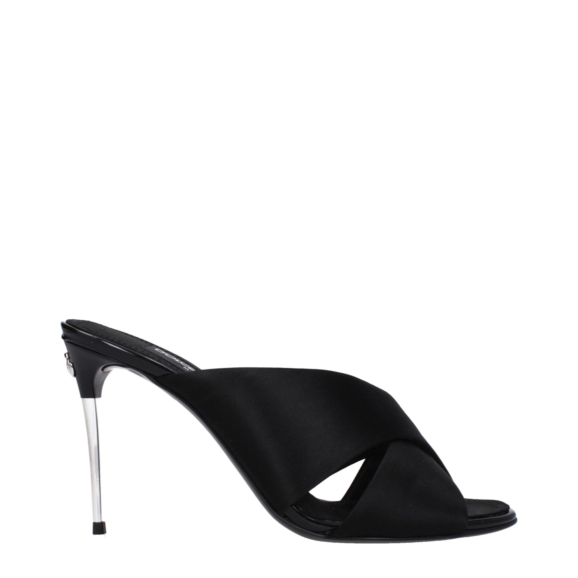 Dolce & Gabbana Black Satin Stiletto Heel Sandals Curated Luxury Accessories by Orvyn