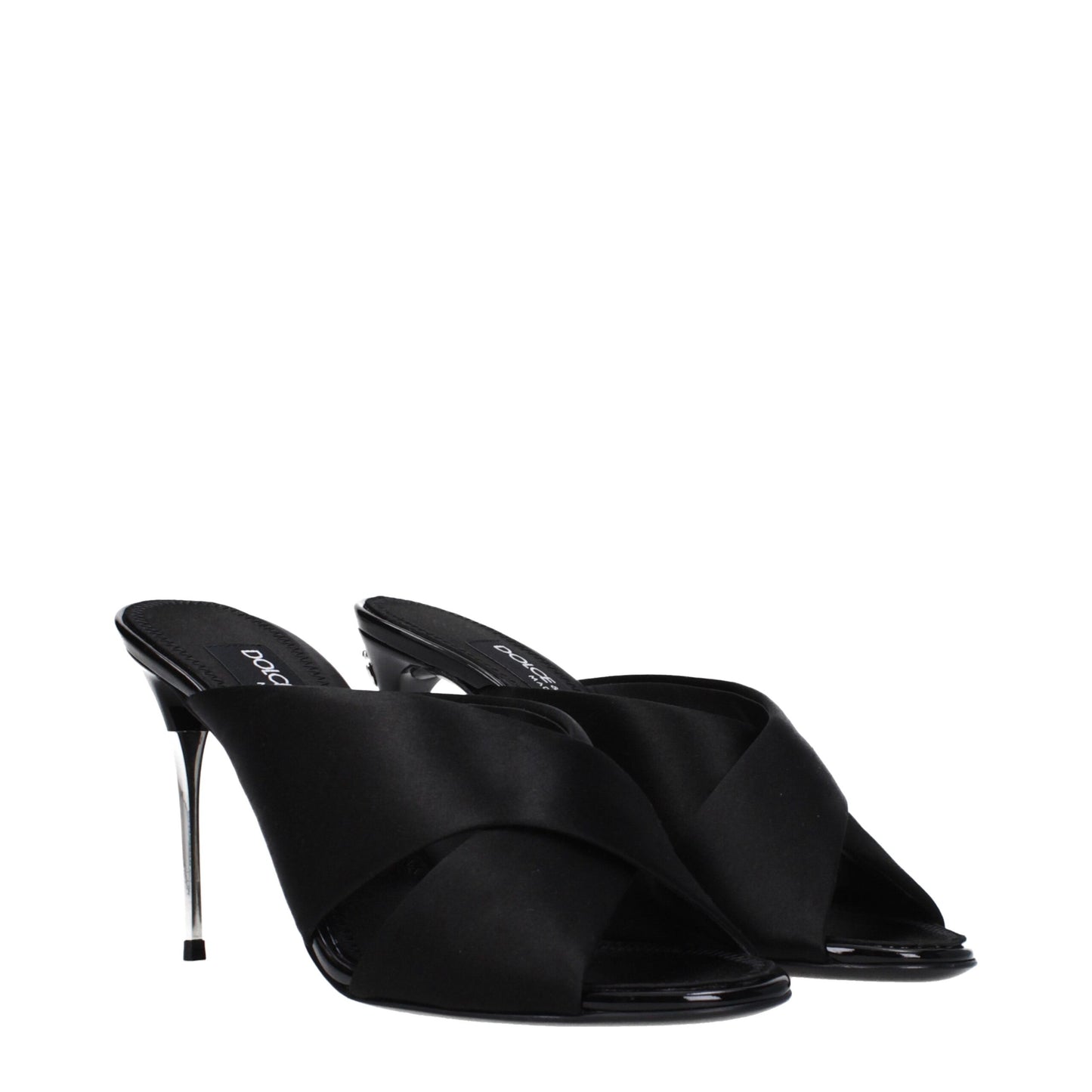 Dolce & Gabbana Black Satin Stiletto Heel Sandals Curated Luxury Accessories by Orvyn