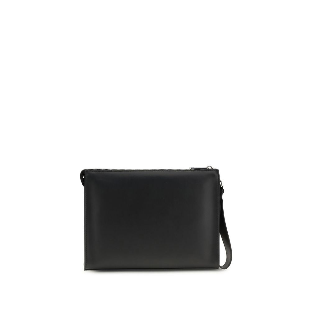 Fendi Black Calf Leather Bos Taurus Clutch Bag Curated Luxury Accessories by Orvyn