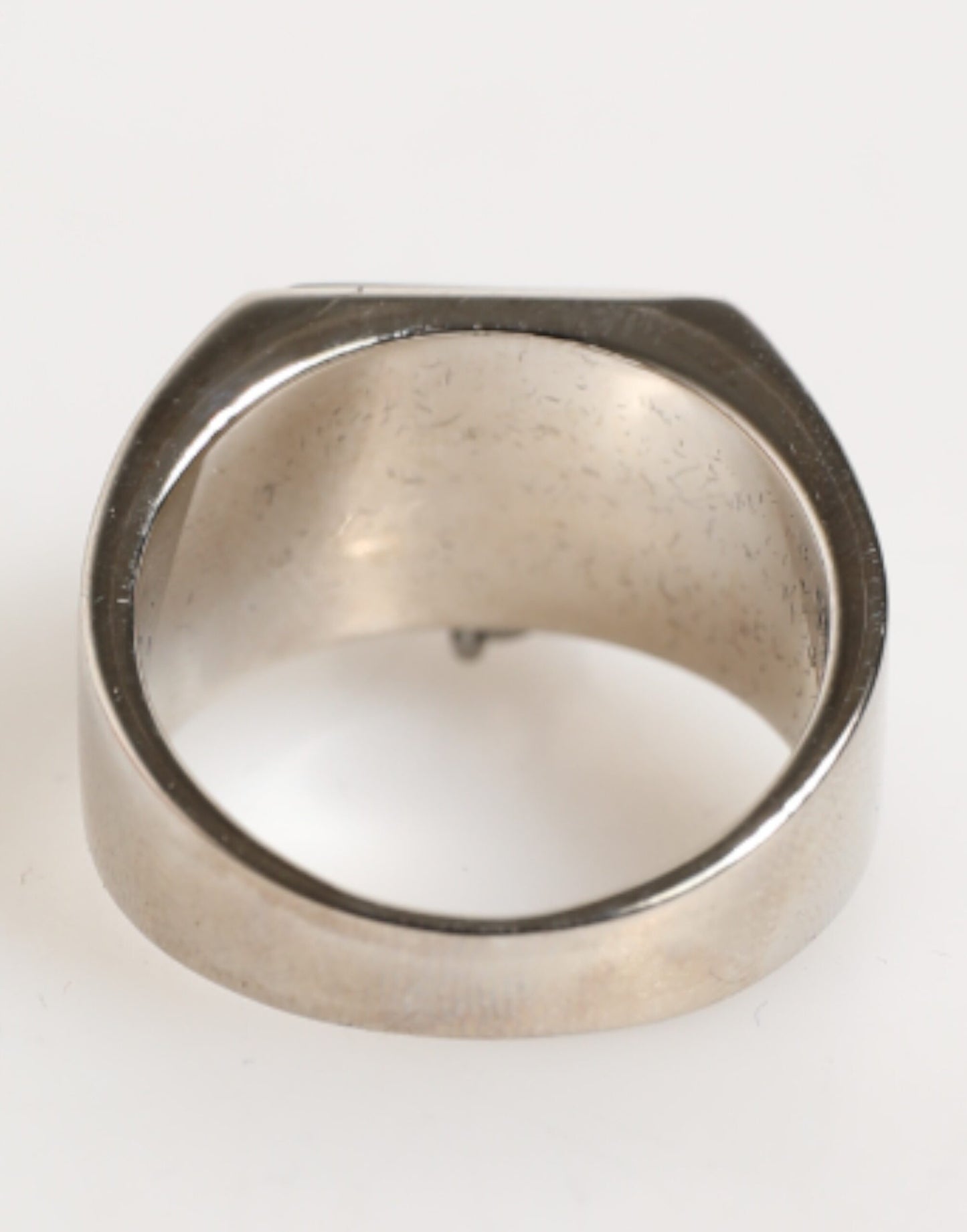 Dolce & Gabbana Silver Tone Pyramid DG Logo Real Brass Ring Curated Luxury Accessories by Orvyn