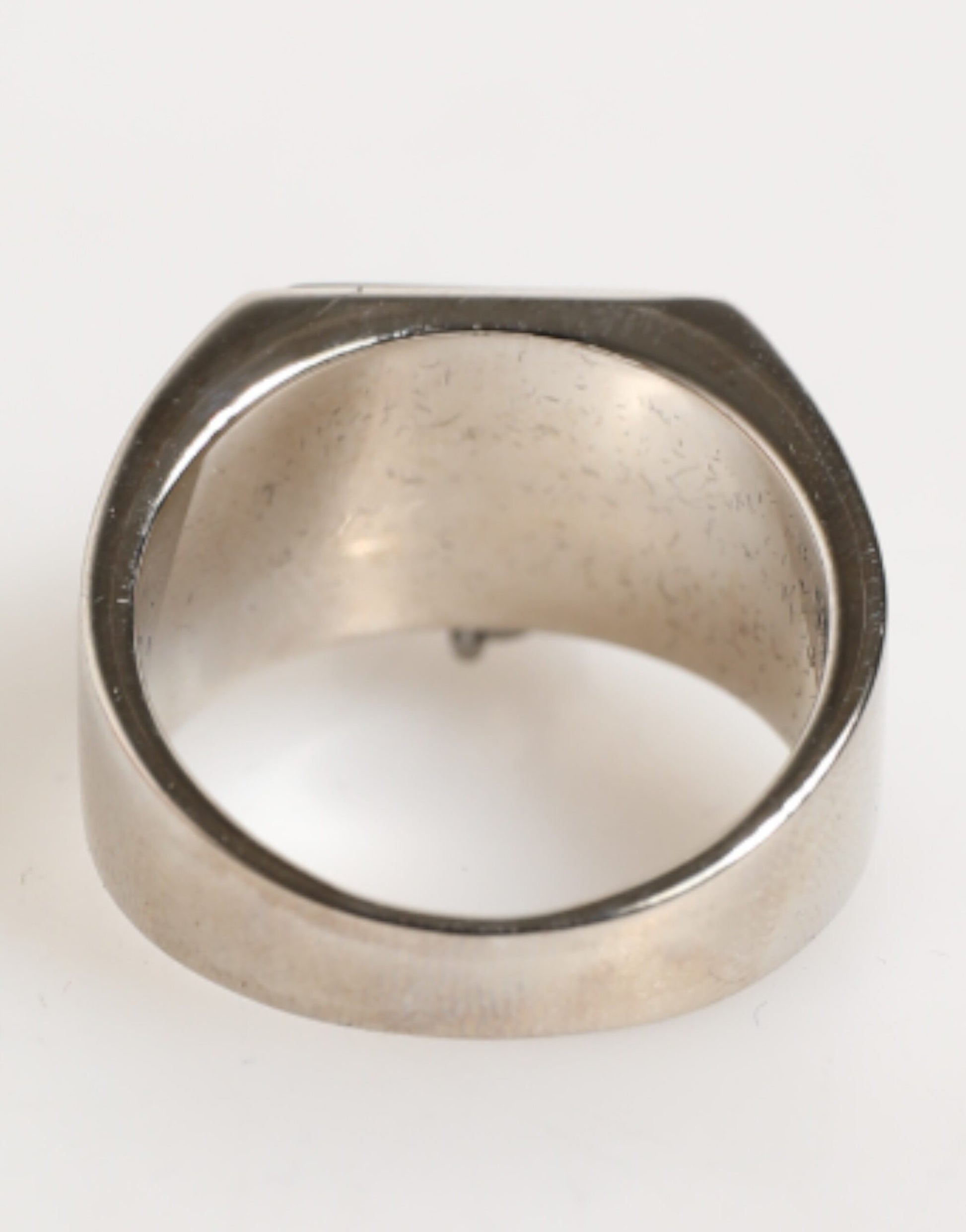 Dolce & Gabbana Silver Tone Pyramid DG Logo Real Brass Ring Curated Luxury Accessories by Orvyn