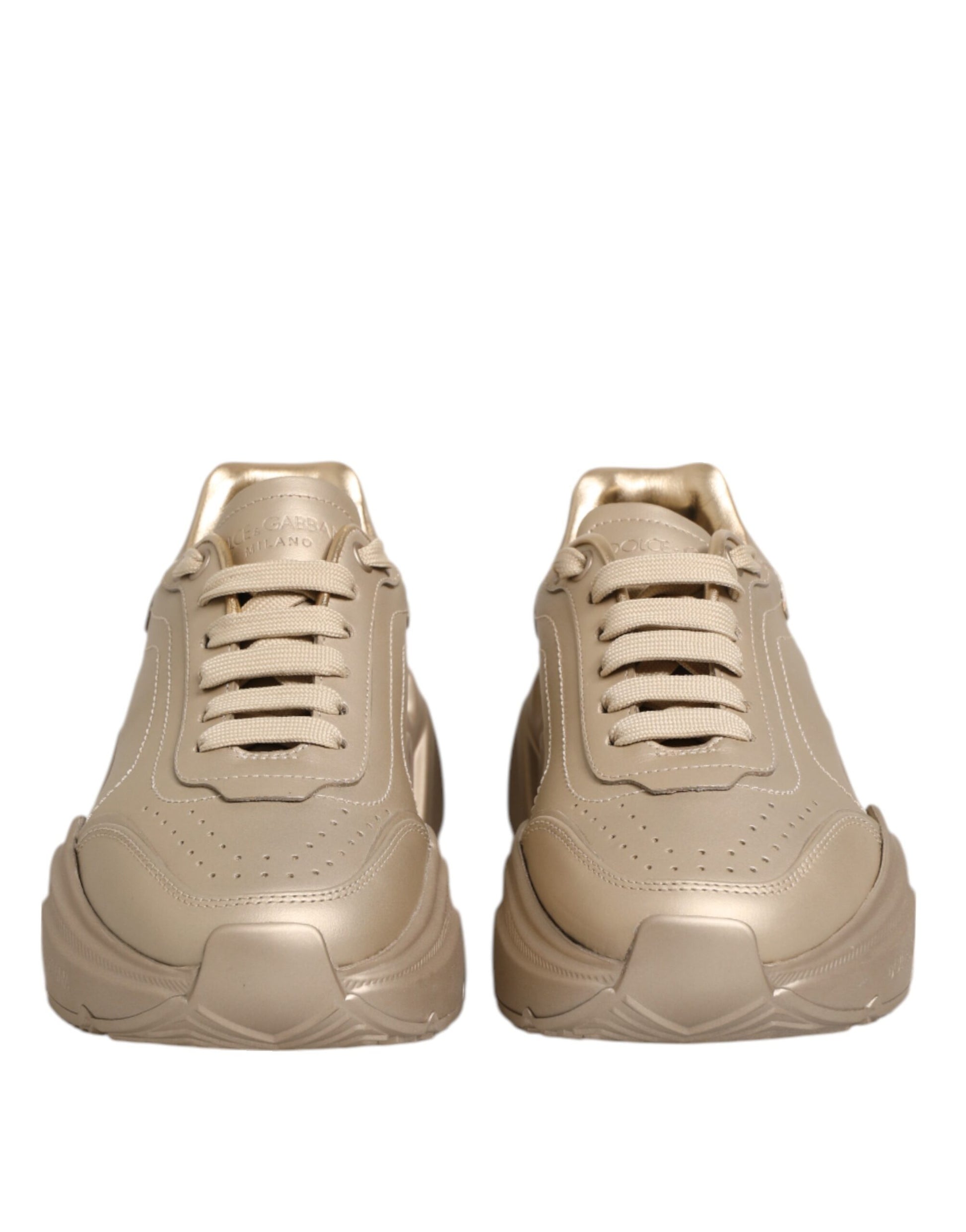 Dolce & Gabbana Gold Leather Daymaster Women Sneaker Shoes Curated Luxury Accessories by Orvyn