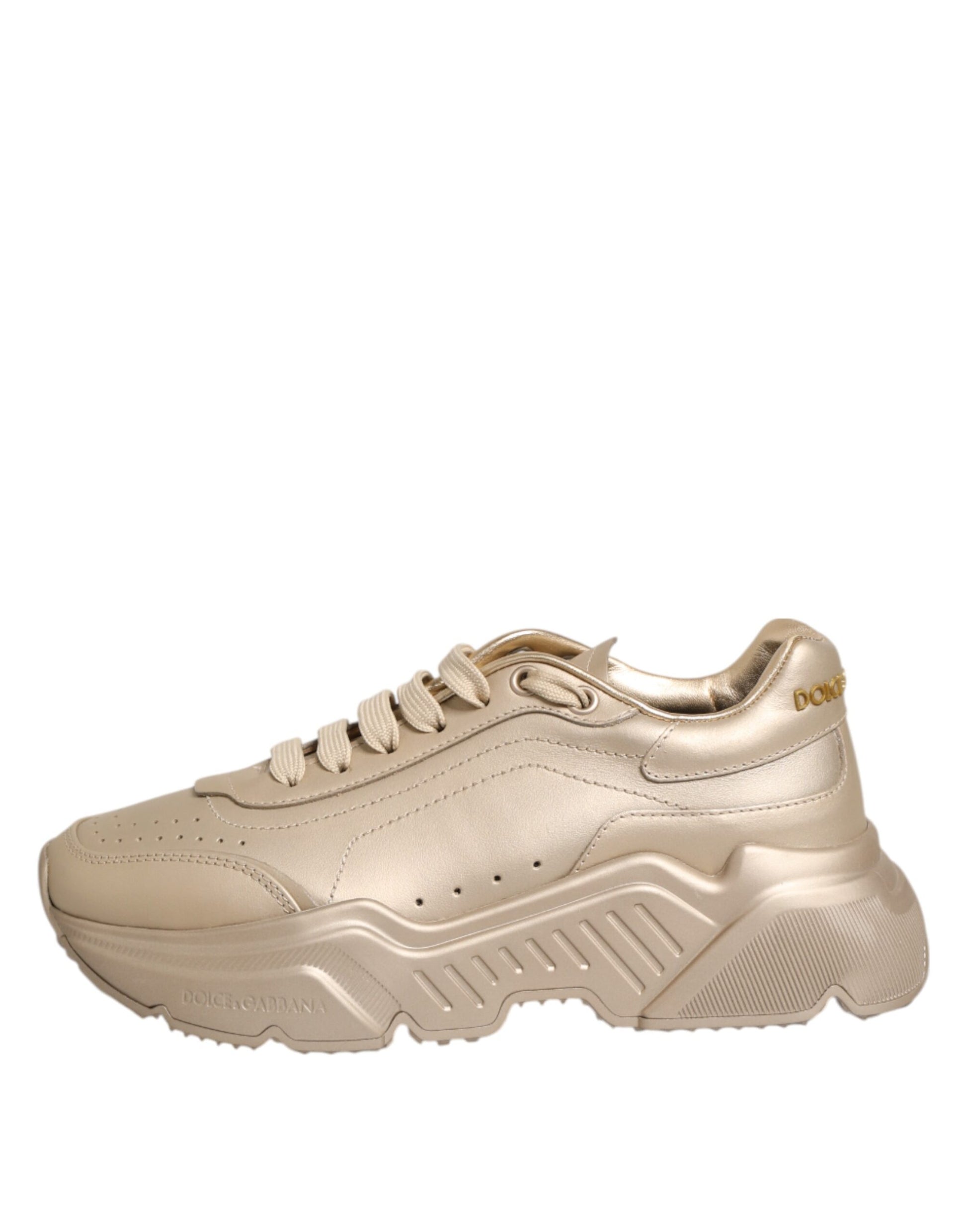 Dolce & Gabbana Gold Leather Daymaster Women Sneaker Shoes Curated Luxury Accessories by Orvyn