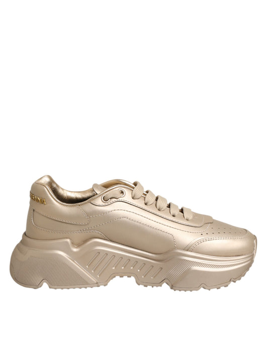Dolce & Gabbana Gold Leather Daymaster Women Sneaker Shoes Curated Luxury Accessories by Orvyn