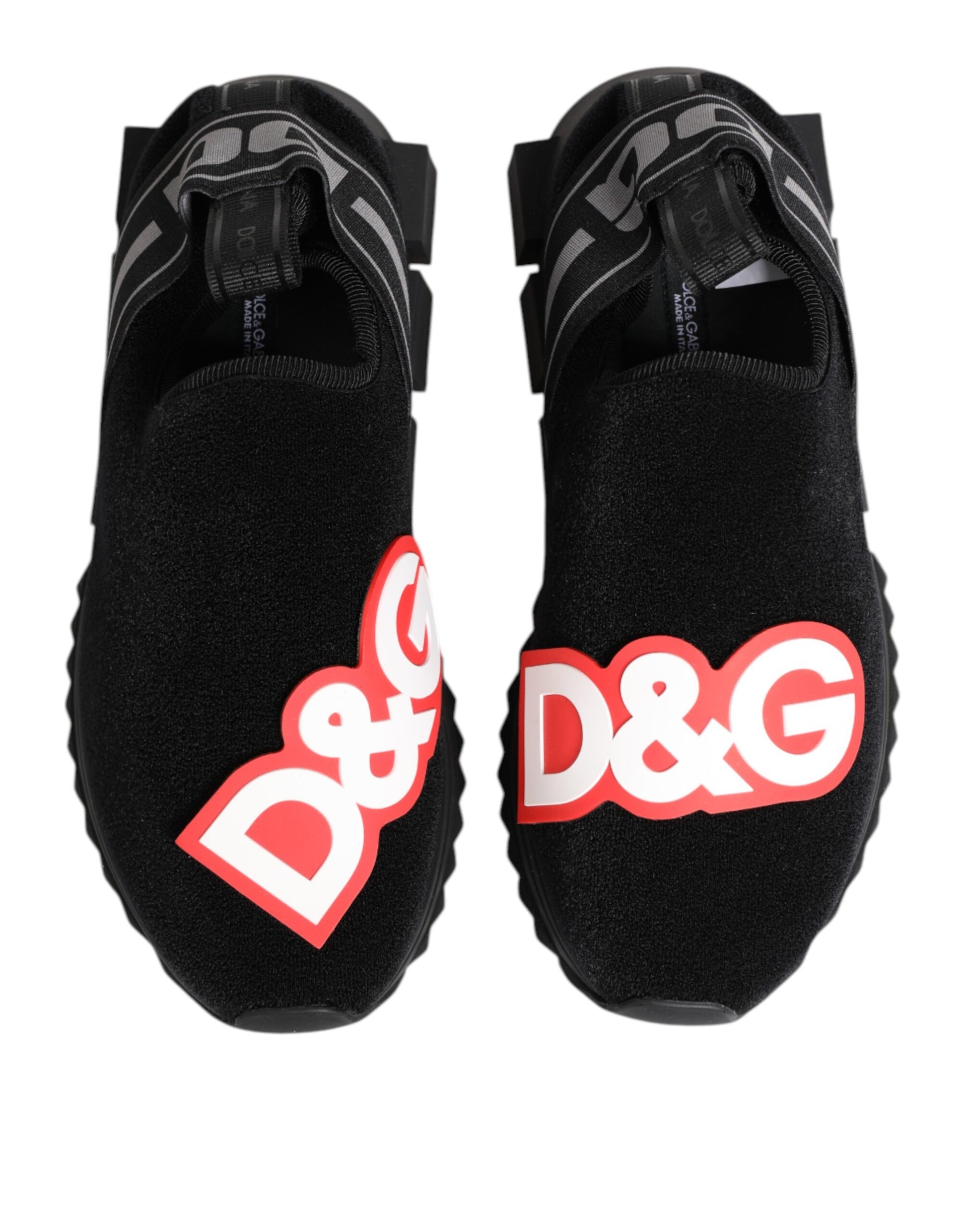 Dolce & Gabbana Black Grey Slip On Sorrento Sneakers Shoes Curated Luxury Accessories by Orvyn