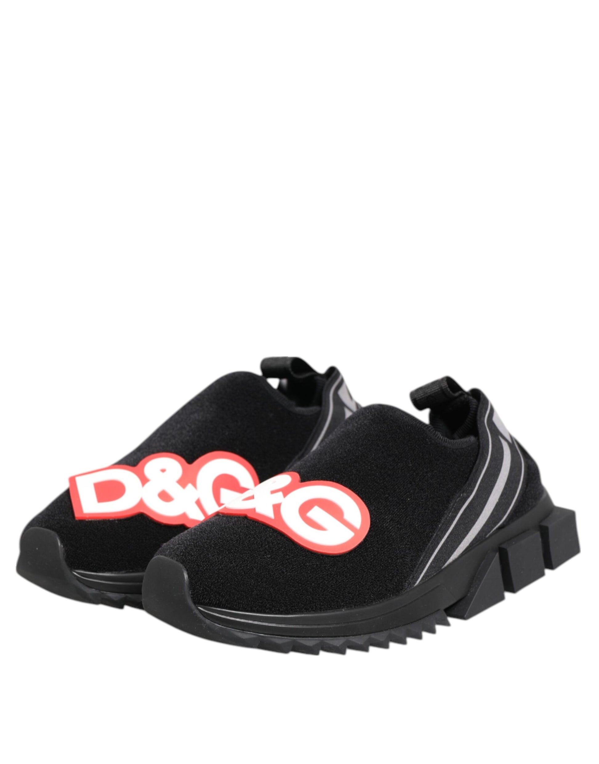 Dolce & Gabbana Black Grey Slip On Sorrento Sneakers Shoes Curated Luxury Accessories by Orvyn