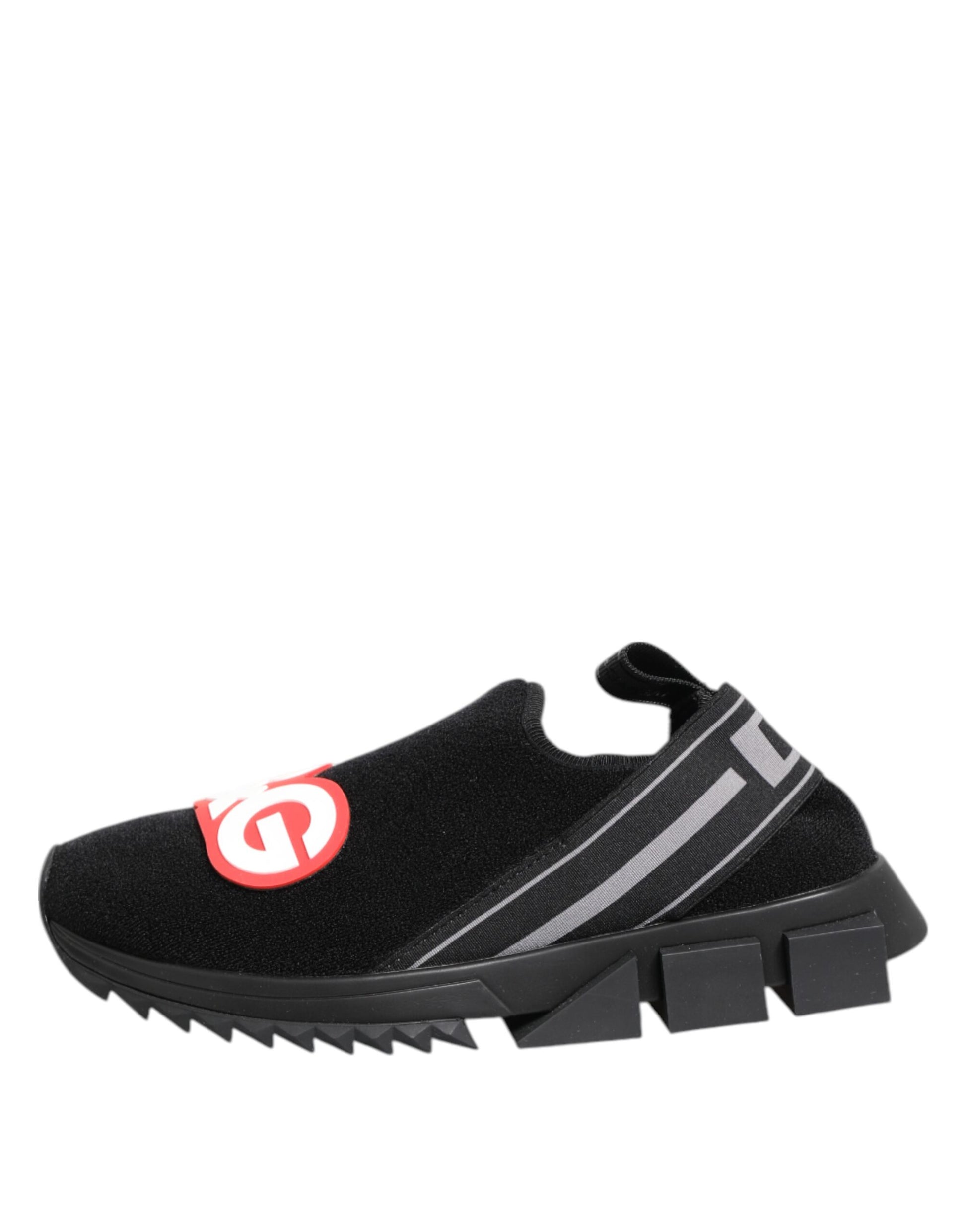 Dolce & Gabbana Black Grey Slip On Sorrento Sneakers Shoes Curated Luxury Accessories by Orvyn