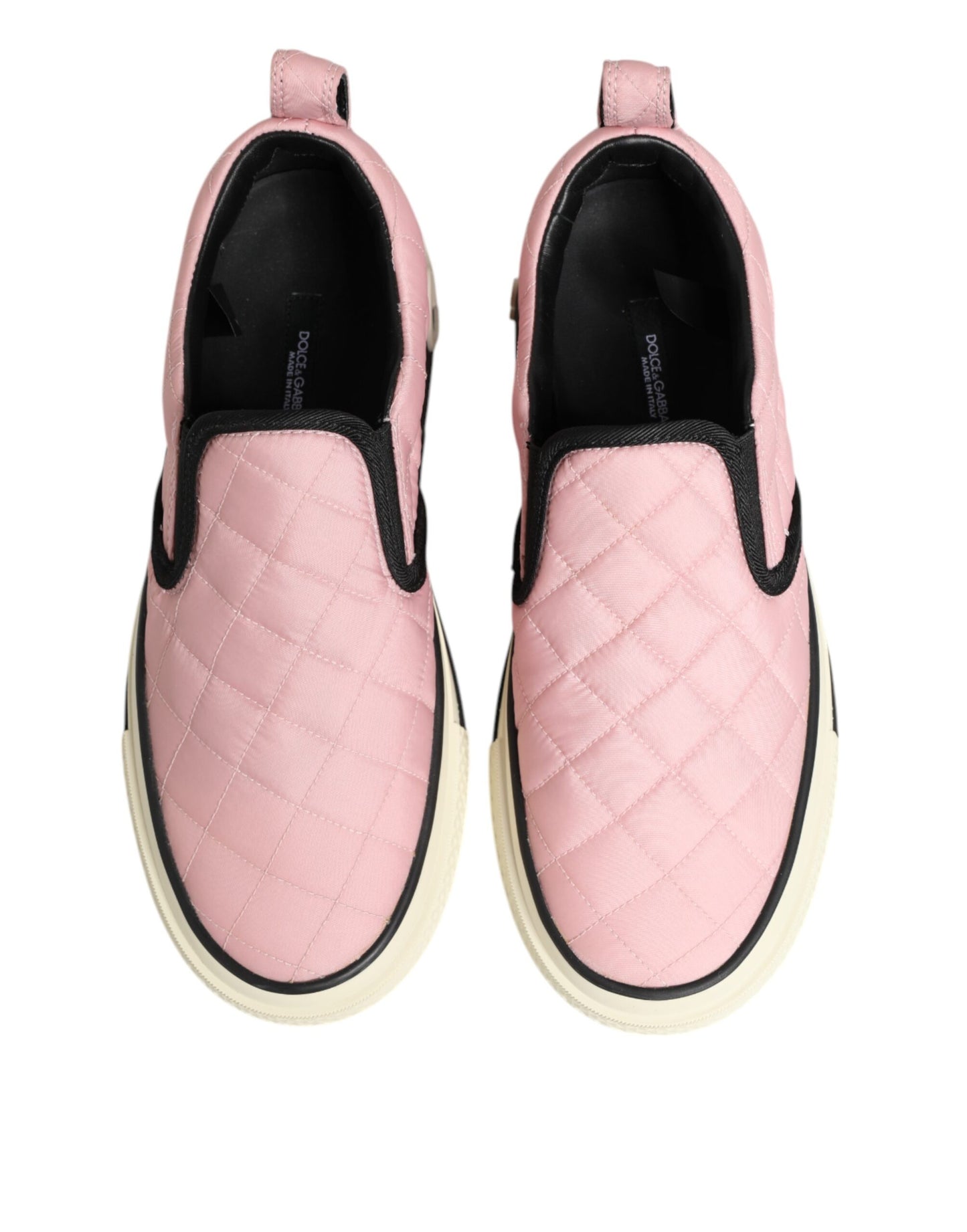 Dolce & Gabbana Pink Quilted Nylon Slip-On Sneaker Shoes Curated Luxury Accessories by Orvyn