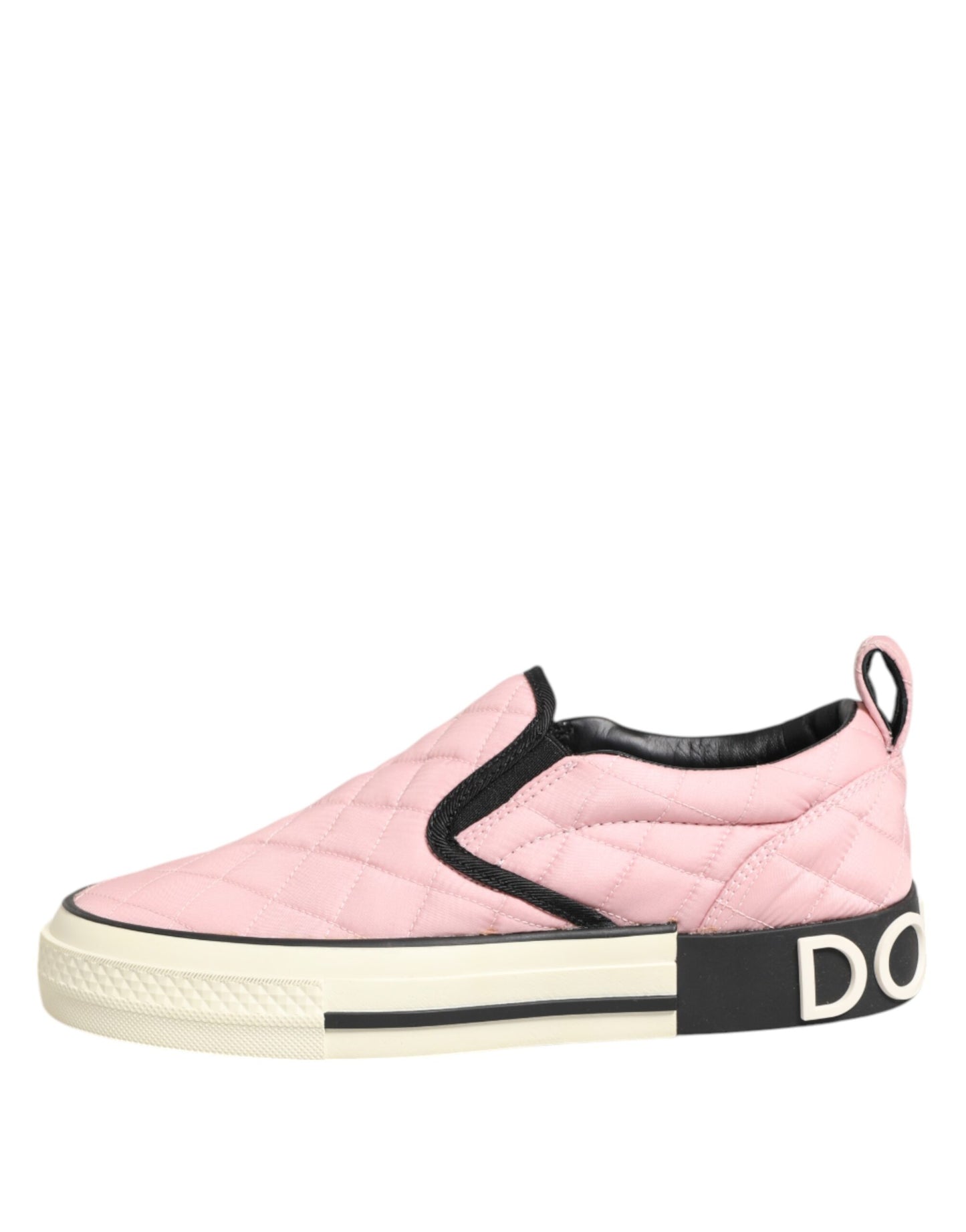 Dolce & Gabbana Pink Quilted Nylon Slip-On Sneaker Shoes Curated Luxury Accessories by Orvyn
