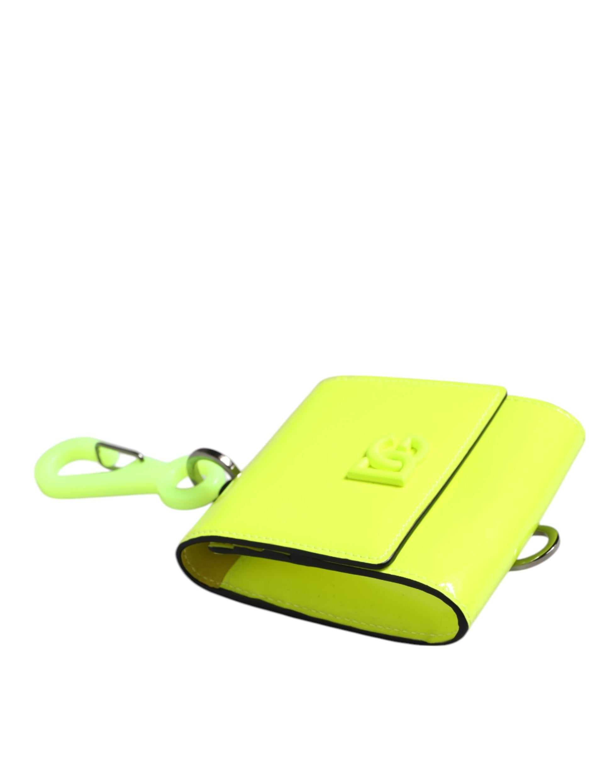 Dolce & Gabbana Yellow Green Bifold DG Logo Neck Strap Cardholder Wallet Curated Luxury Accessories by Orvyn