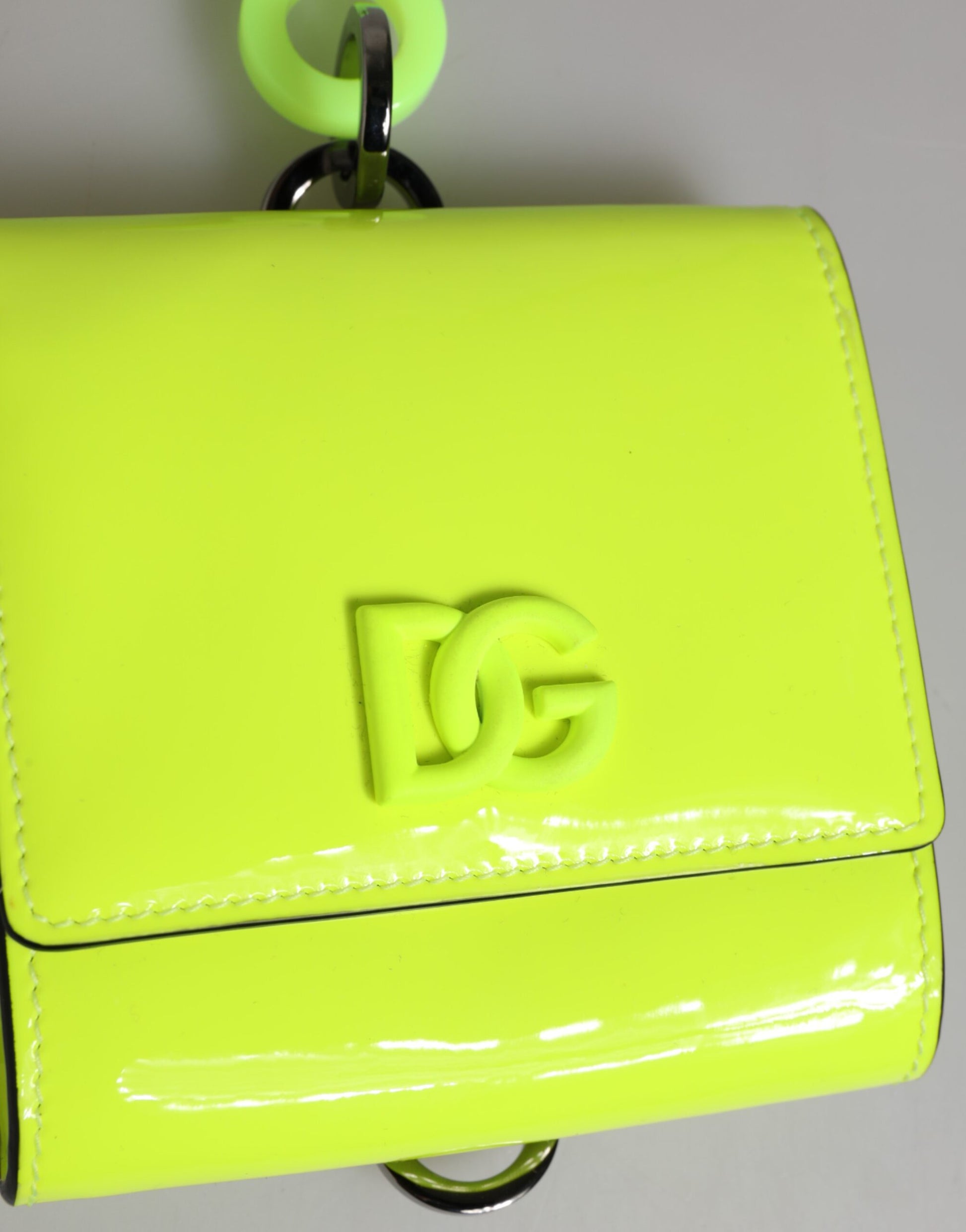 Dolce & Gabbana Yellow Green Bifold DG Logo Neck Strap Cardholder Wallet Curated Luxury Accessories by Orvyn