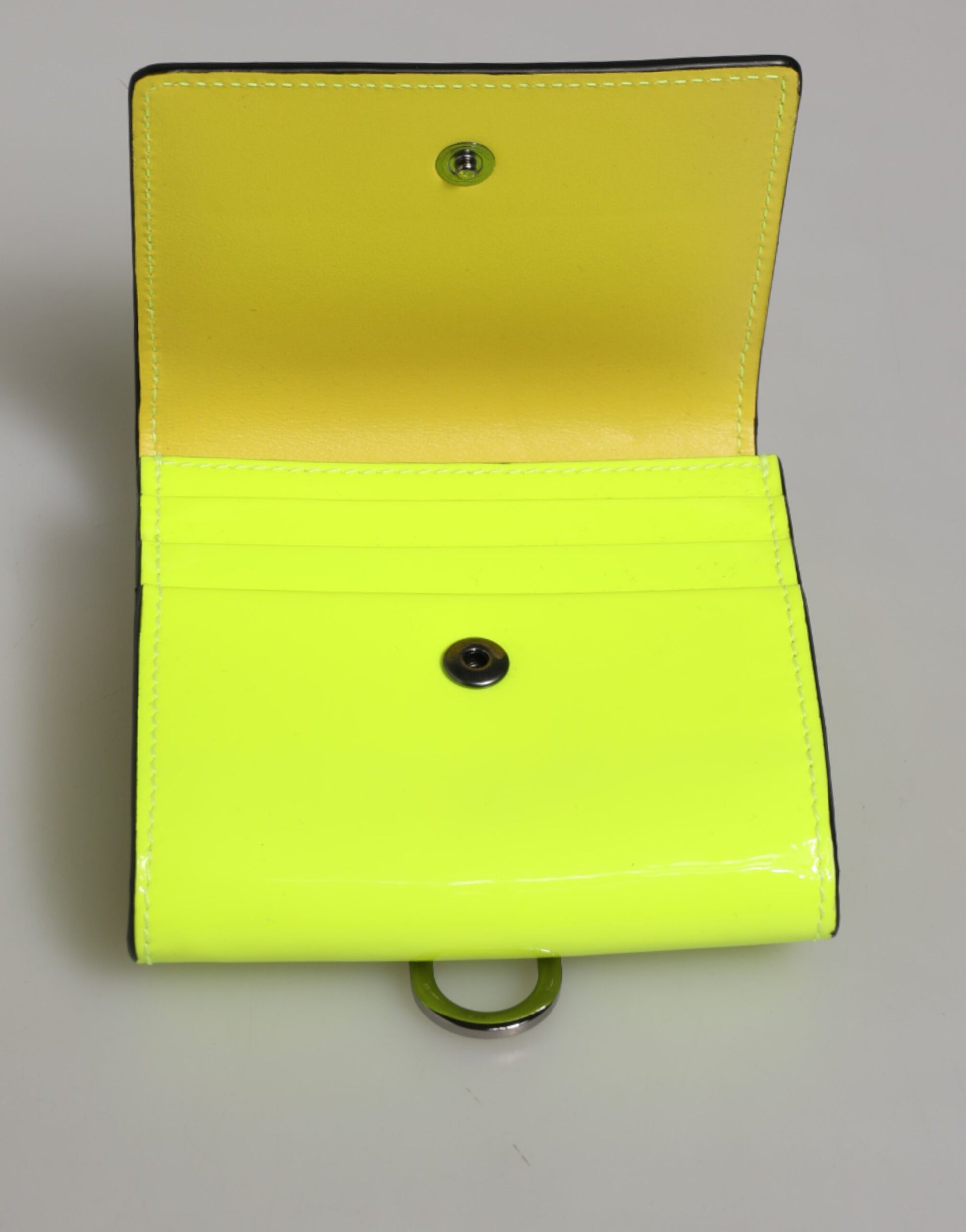 Dolce & Gabbana Yellow Green Bifold DG Logo Neck Strap Cardholder Wallet Curated Luxury Accessories by Orvyn