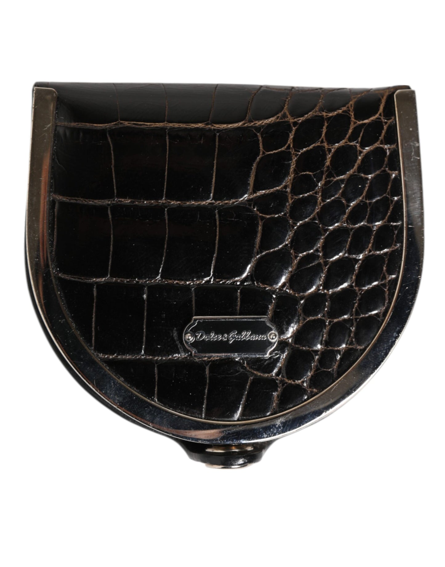 Dolce & Gabbana Black Polished Crocodile Leather Mens Coin Purse Wallet Curated Luxury Accessories by Orvyn