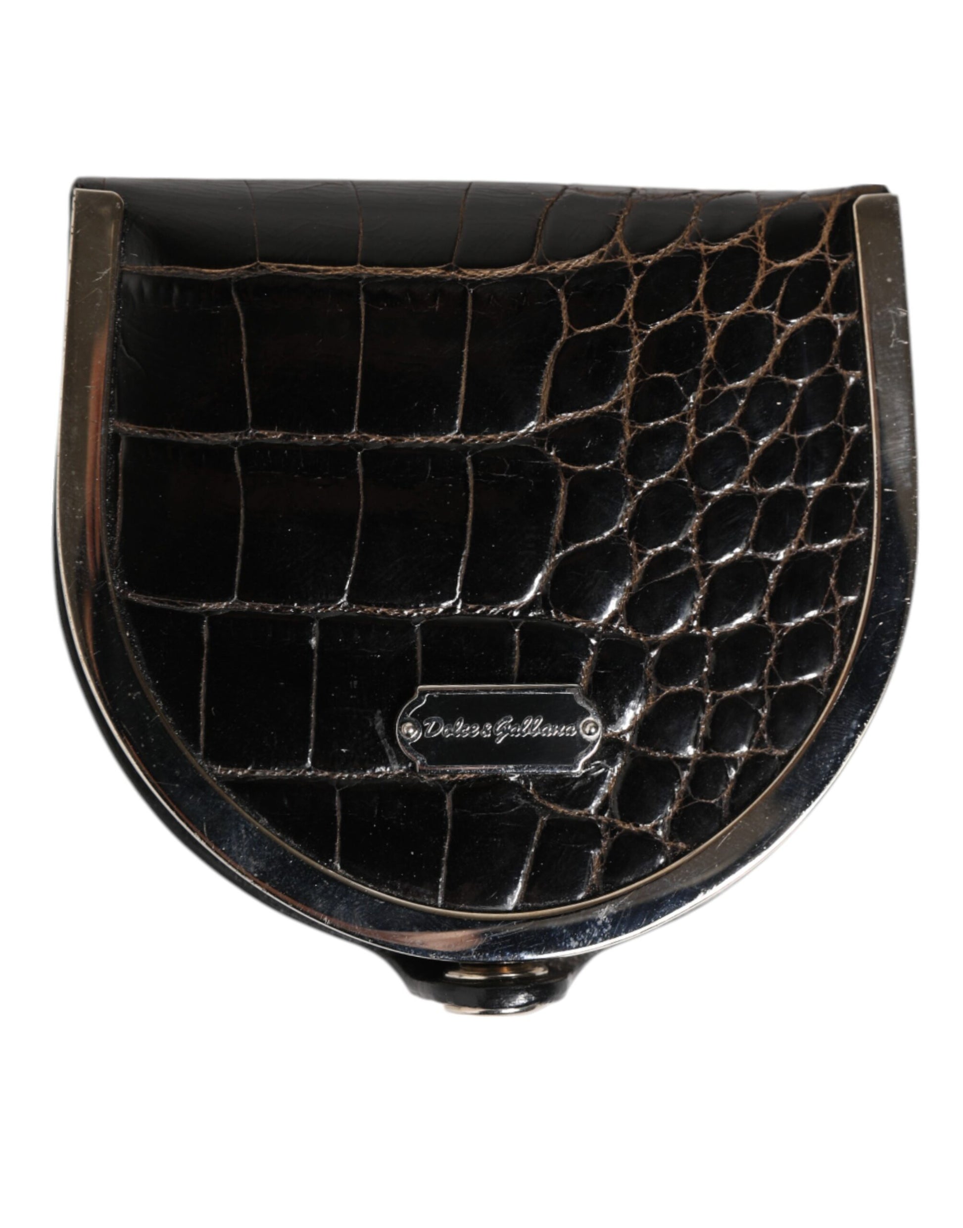 Dolce & Gabbana Black Polished Crocodile Leather Mens Coin Purse Wallet Curated Luxury Accessories by Orvyn