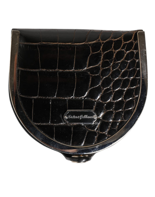 Dolce & Gabbana Black Polished Crocodile Leather Mens Coin Purse Wallet Curated Luxury Accessories by Orvyn