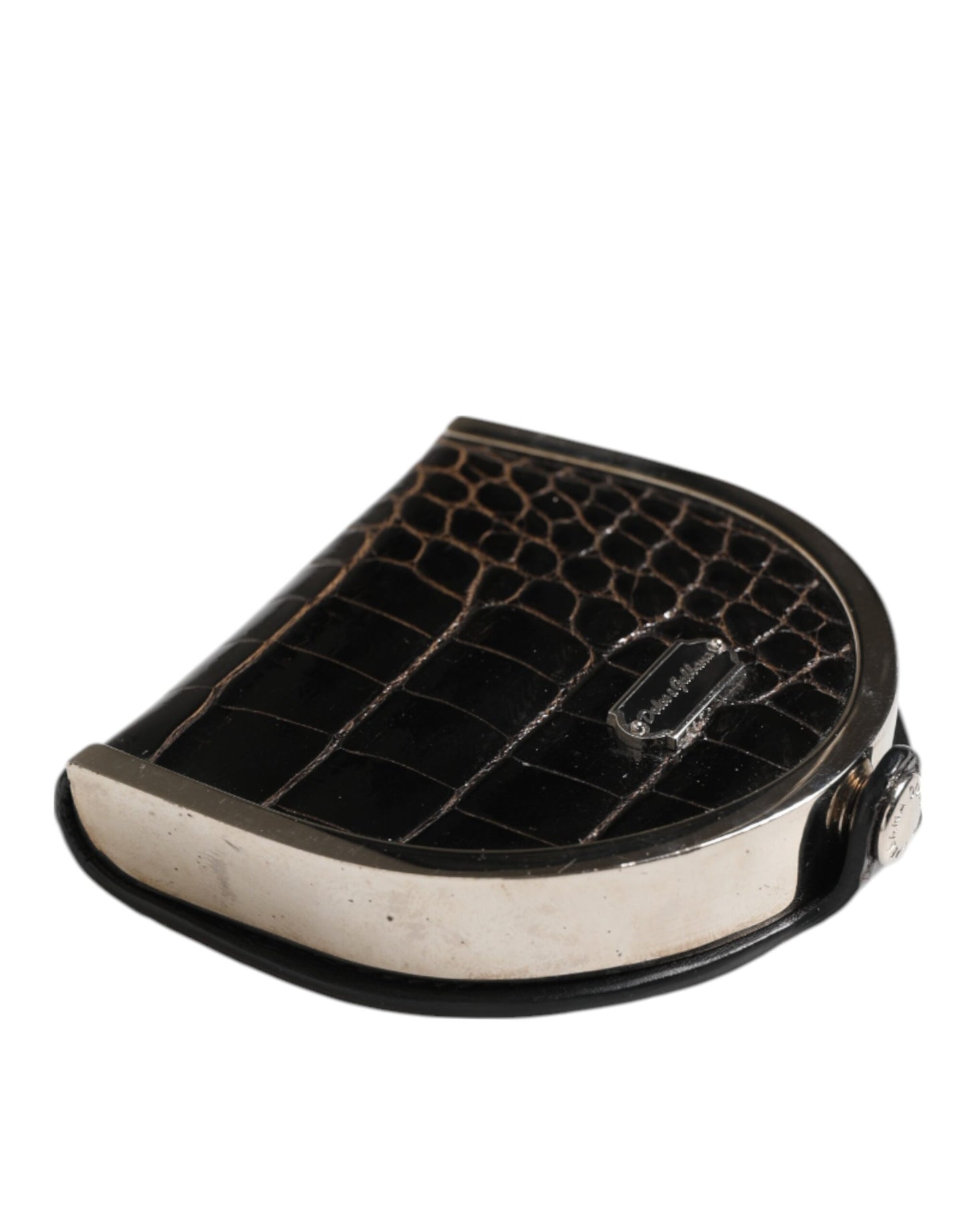 Dolce & Gabbana Black Polished Crocodile Leather Mens Coin Purse Wallet Curated Luxury Accessories by Orvyn