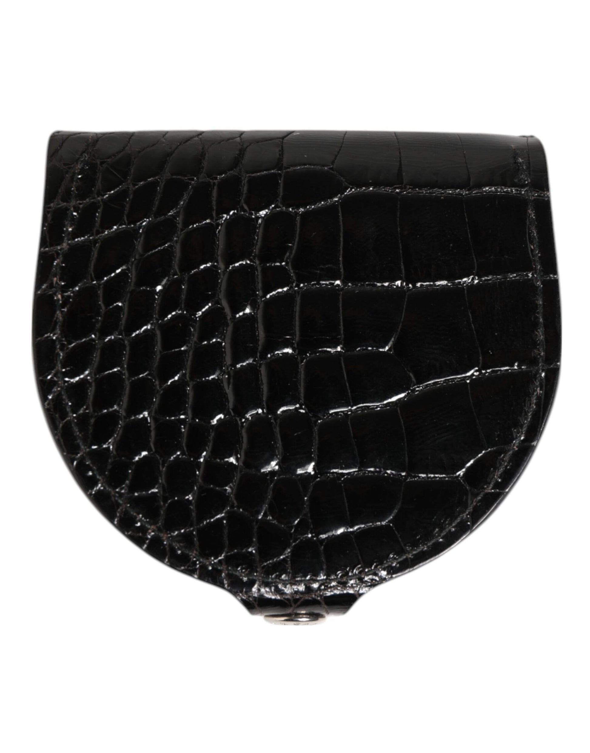 Dolce & Gabbana Black Polished Crocodile Leather Mens Coin Purse Wallet Curated Luxury Accessories by Orvyn