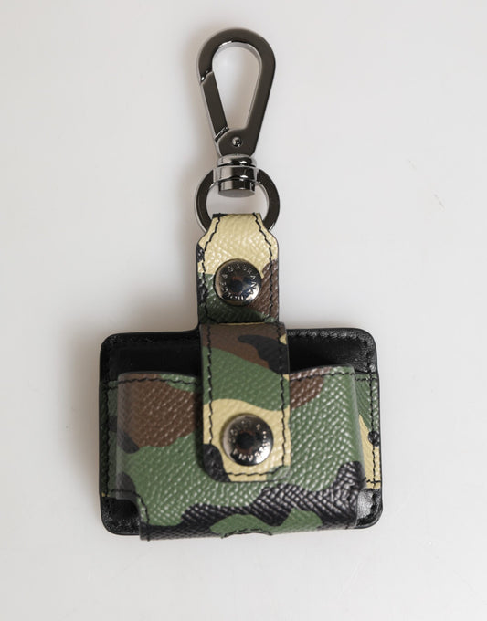 Dolce & Gabbana Multicolor Camouflage Leather Metal Accessory Airpods Case Curated Luxury Accessories by Orvyn