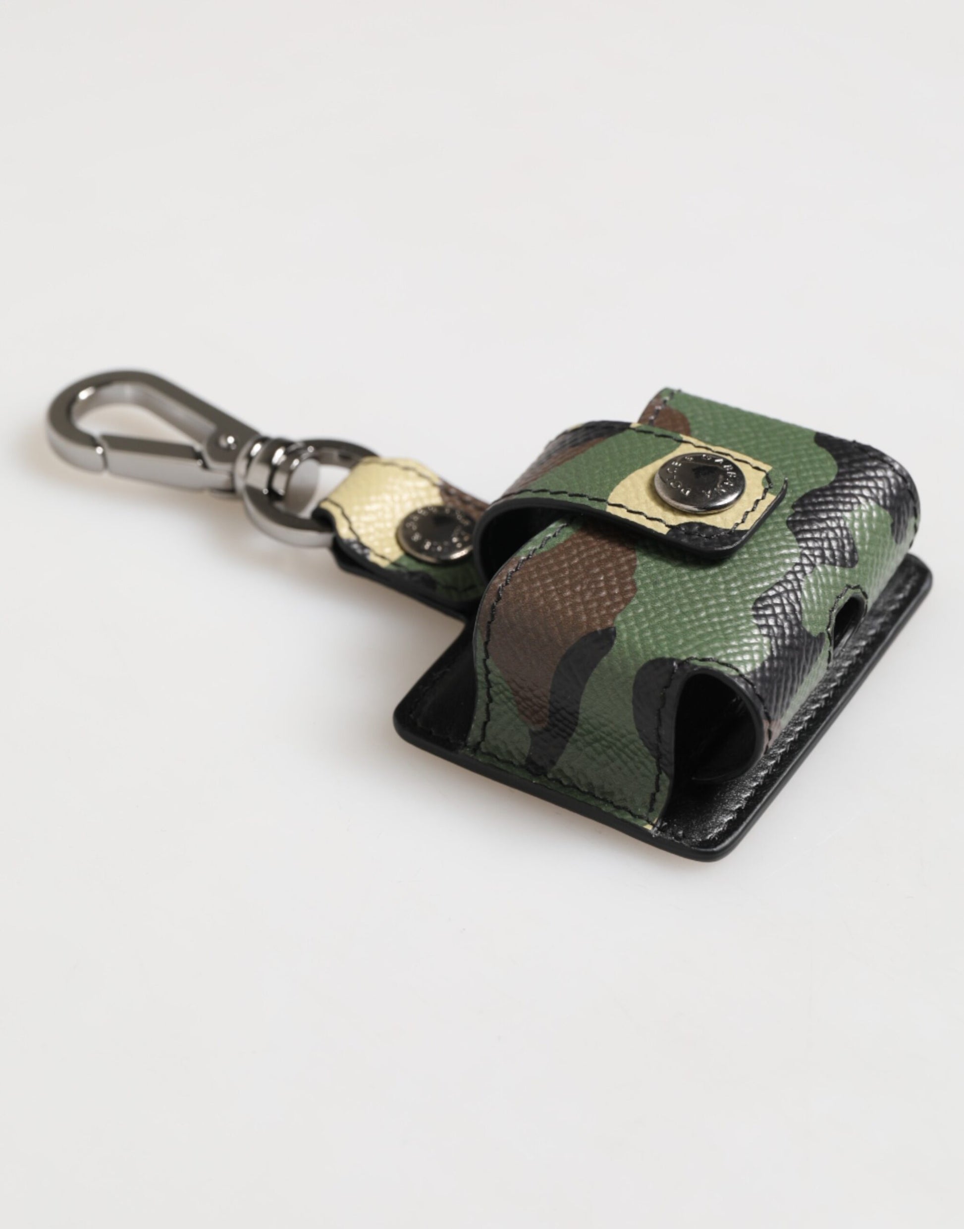 Dolce & Gabbana Multicolor Camouflage Leather Metal Accessory Airpods Case Curated Luxury Accessories by Orvyn