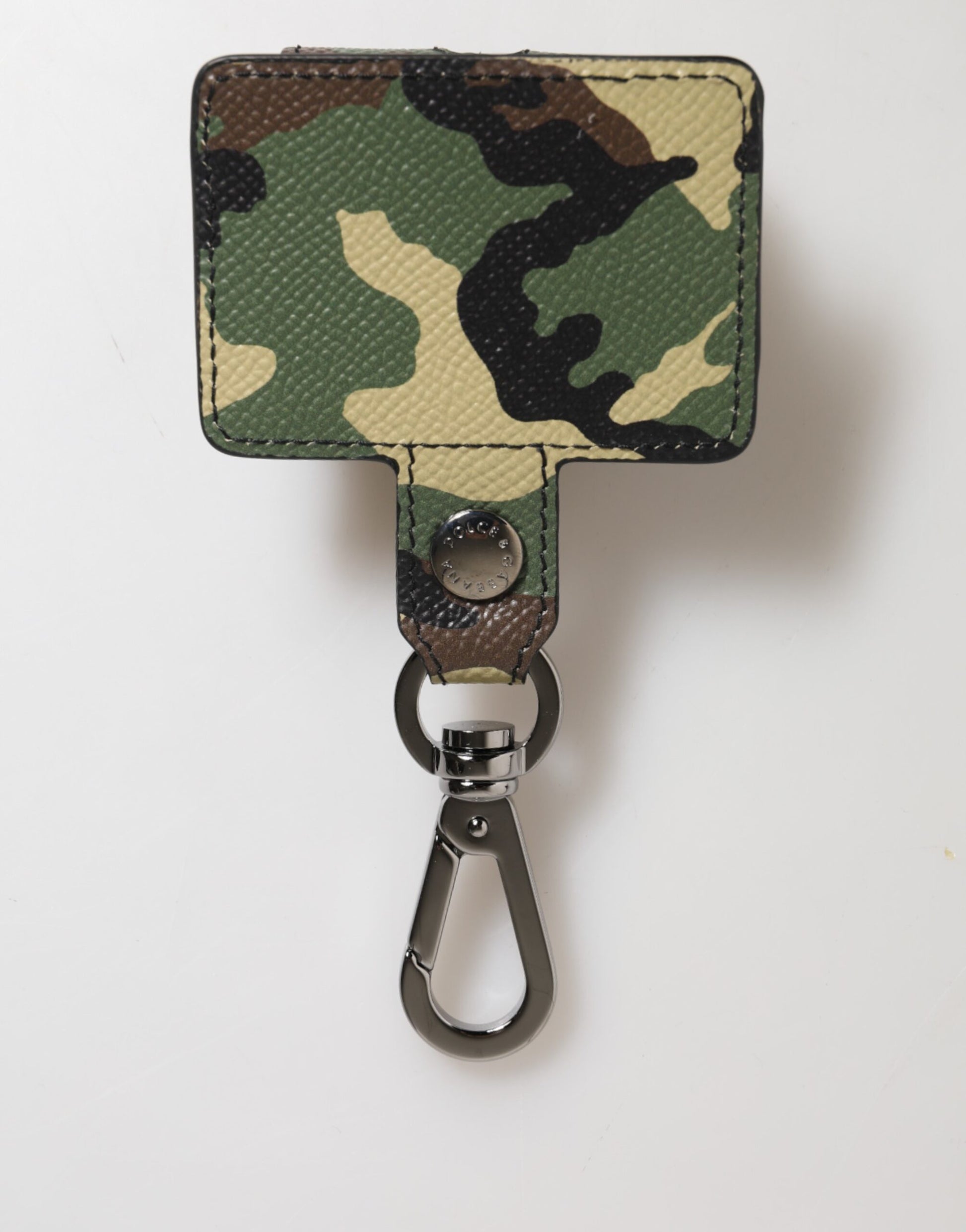 Dolce & Gabbana Multicolor Camouflage Leather Metal Accessory Airpods Case Curated Luxury Accessories by Orvyn