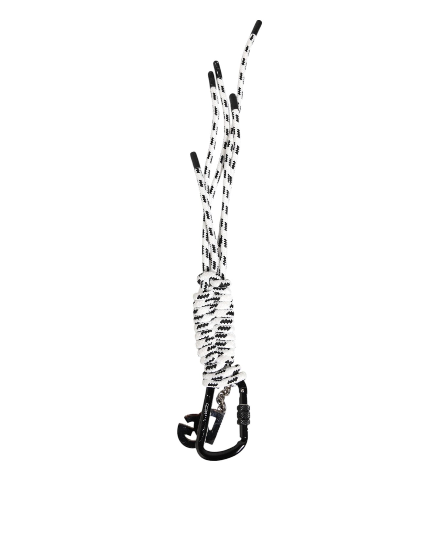 Dolce & Gabbana Black White Polyester Tape String DG Logo Keychain Keyring Curated Luxury Accessories by Orvyn