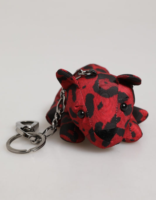 Dolce & Gabbana Red Black Polyester Animal Silhouette Bag Keychain Keyring Curated Luxury Accessories by Orvyn