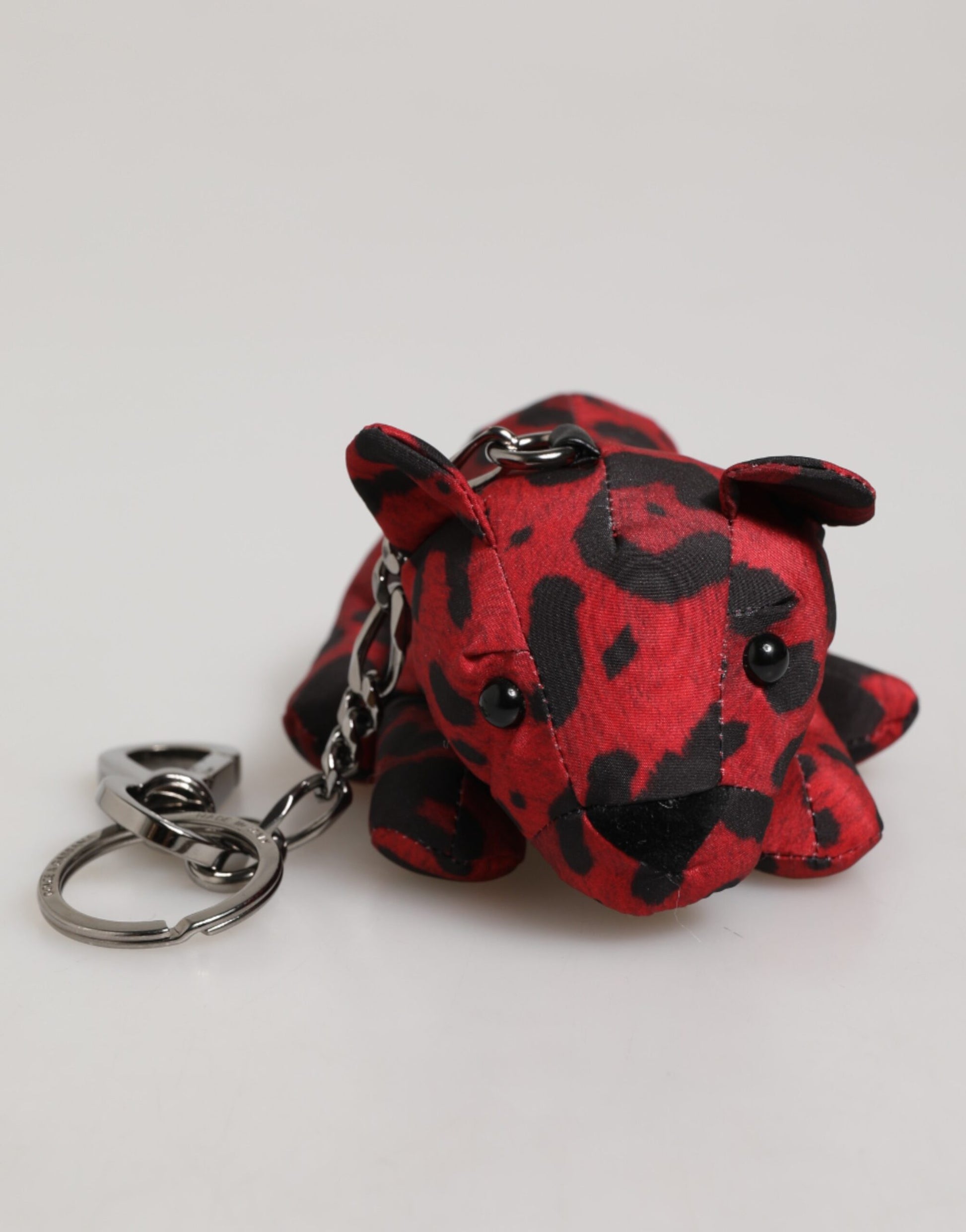 Dolce & Gabbana Red Black Polyester Animal Silhouette Bag Keychain Keyring Curated Luxury Accessories by Orvyn