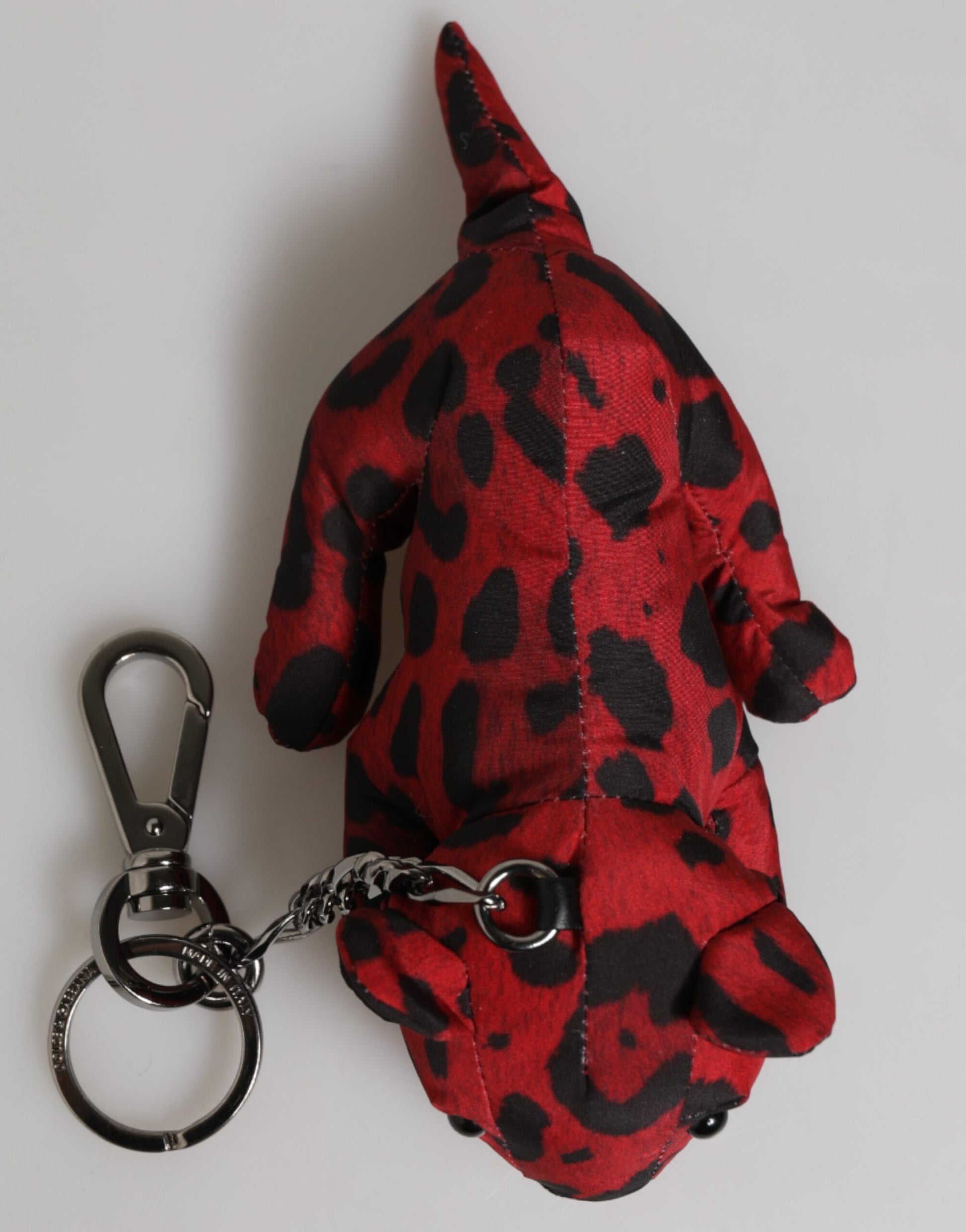 Dolce & Gabbana Red Black Polyester Animal Silhouette Bag Keychain Keyring Curated Luxury Accessories by Orvyn