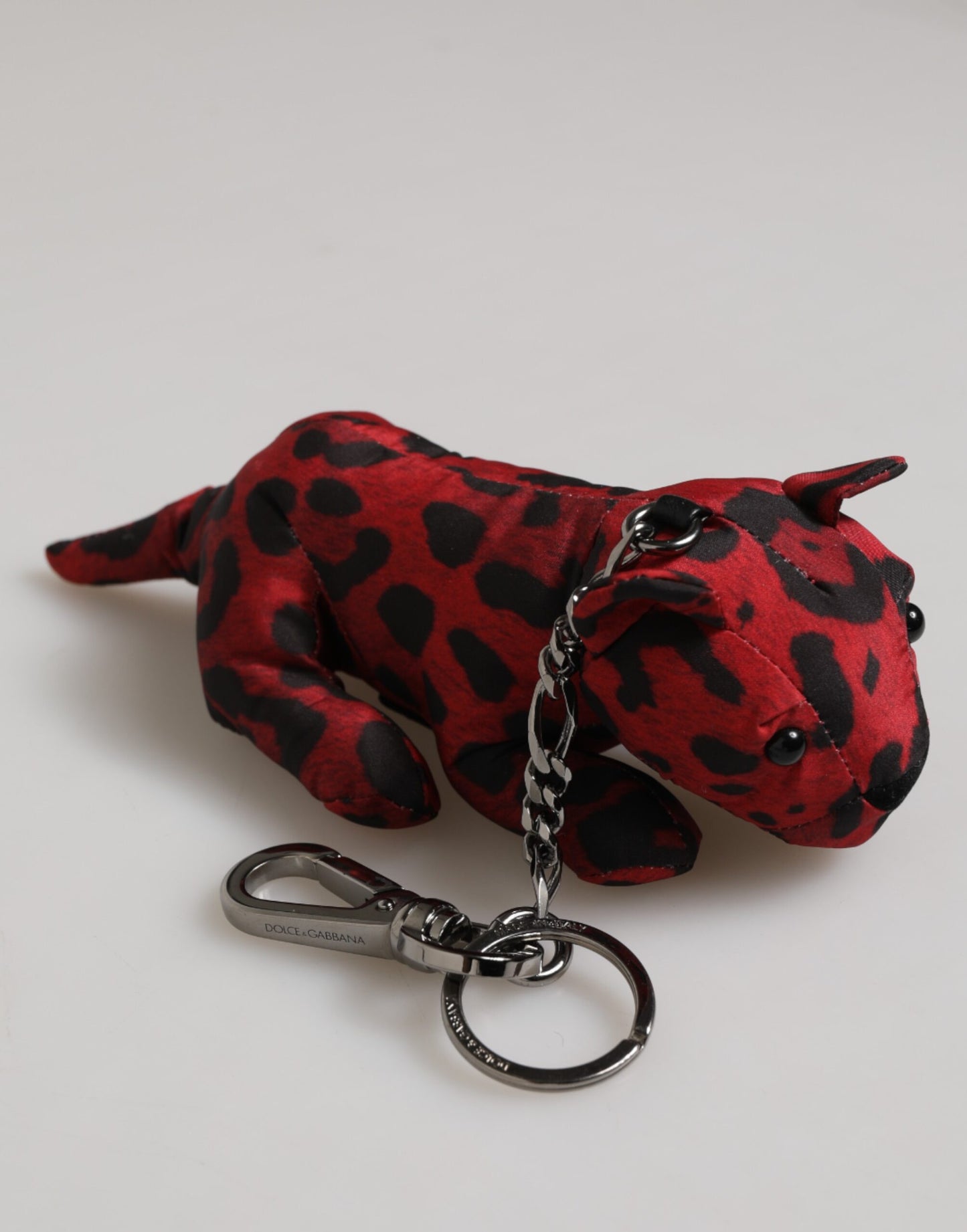 Dolce & Gabbana Red Black Polyester Animal Silhouette Bag Keychain Keyring Curated Luxury Accessories by Orvyn
